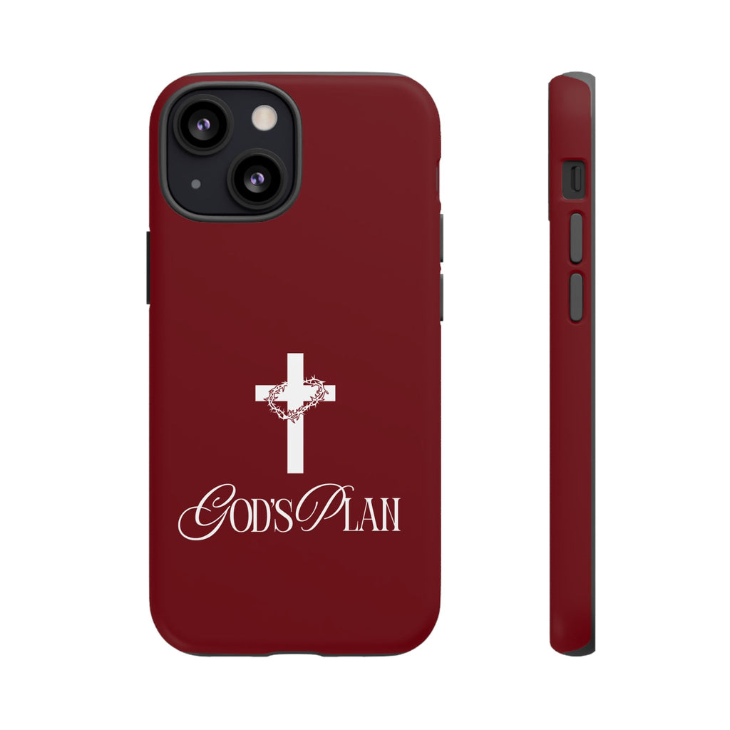 God's Plan — Christian Tough Phone Case | Cross Faith Burgundy Cover
