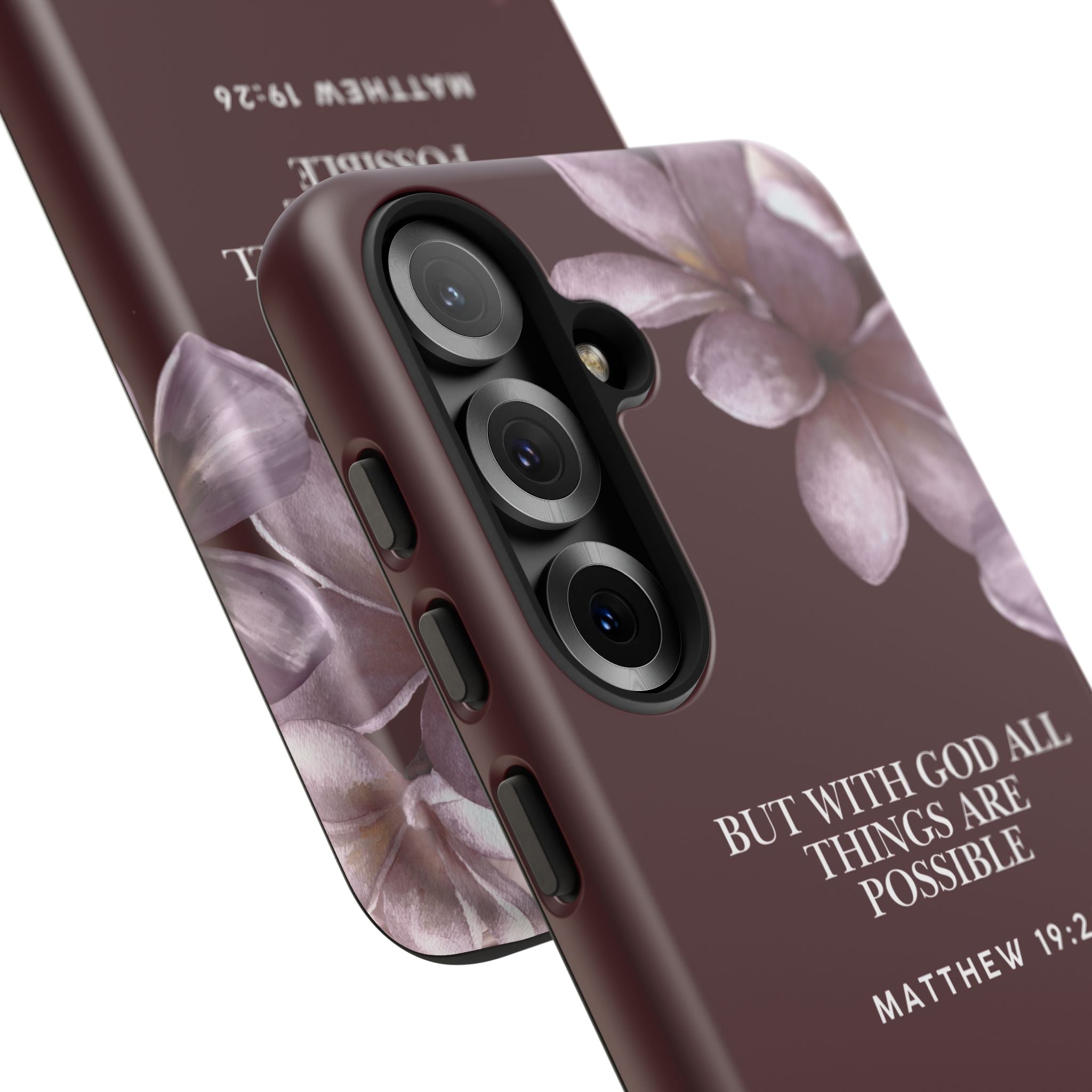 But With God All Things Are Possible — Floral Bible Verse Christian Tough Phone Case