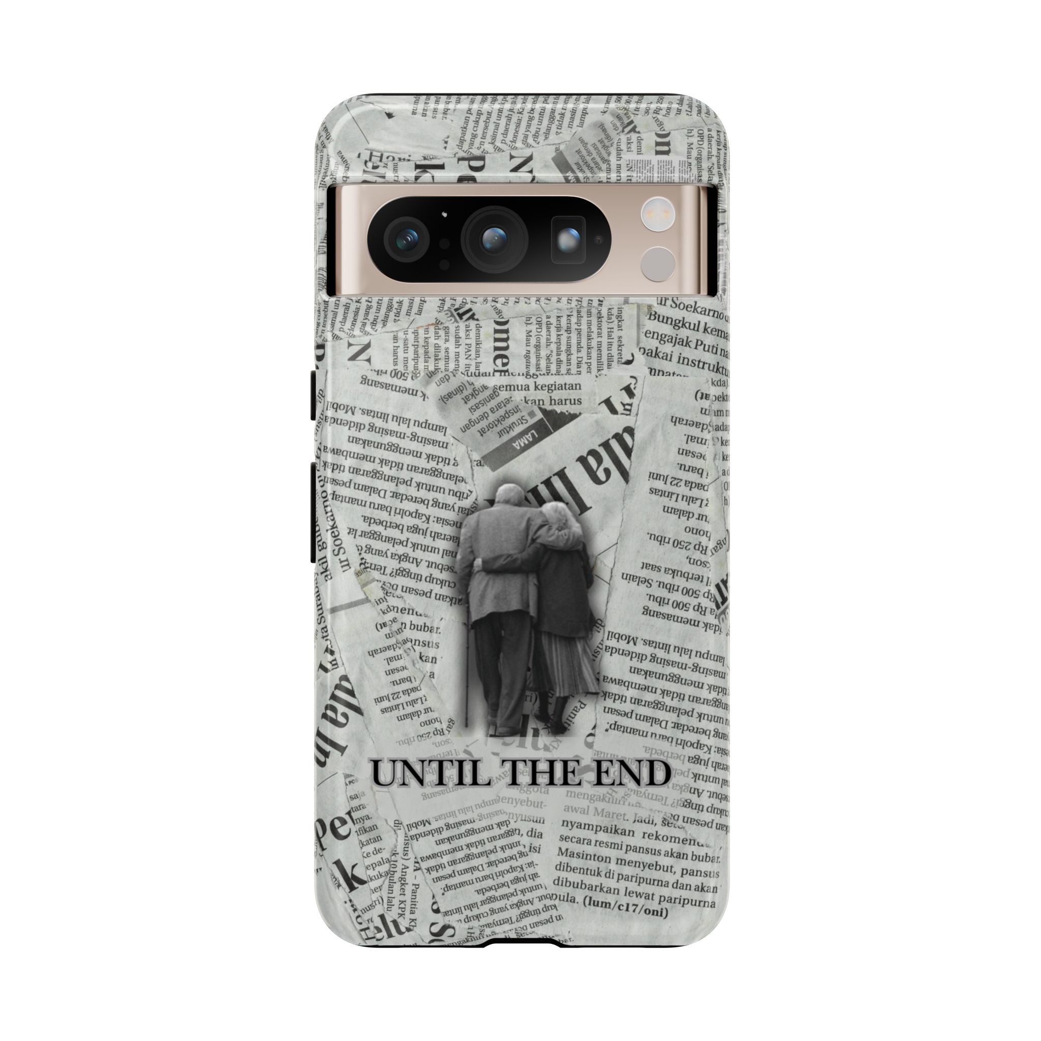 Until the End Newspaper Collage Phone Case