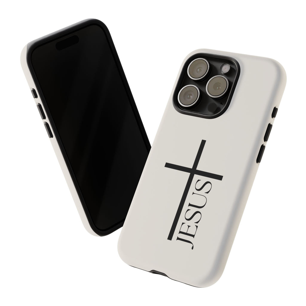 Christian Cross Phone Case - JESUS Vertical Minimalist iPhone Cover