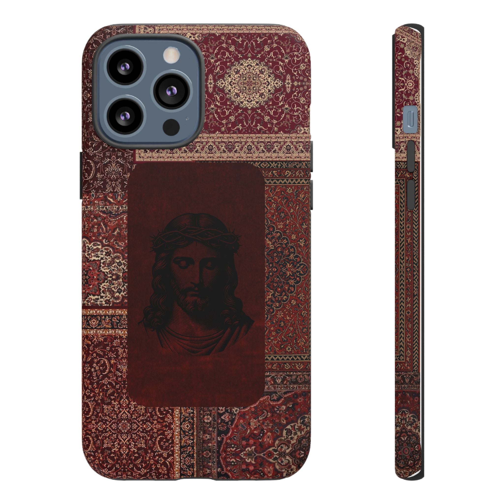 Religious Vintage Rug Phone Case — Jesus Portrait Tough Case