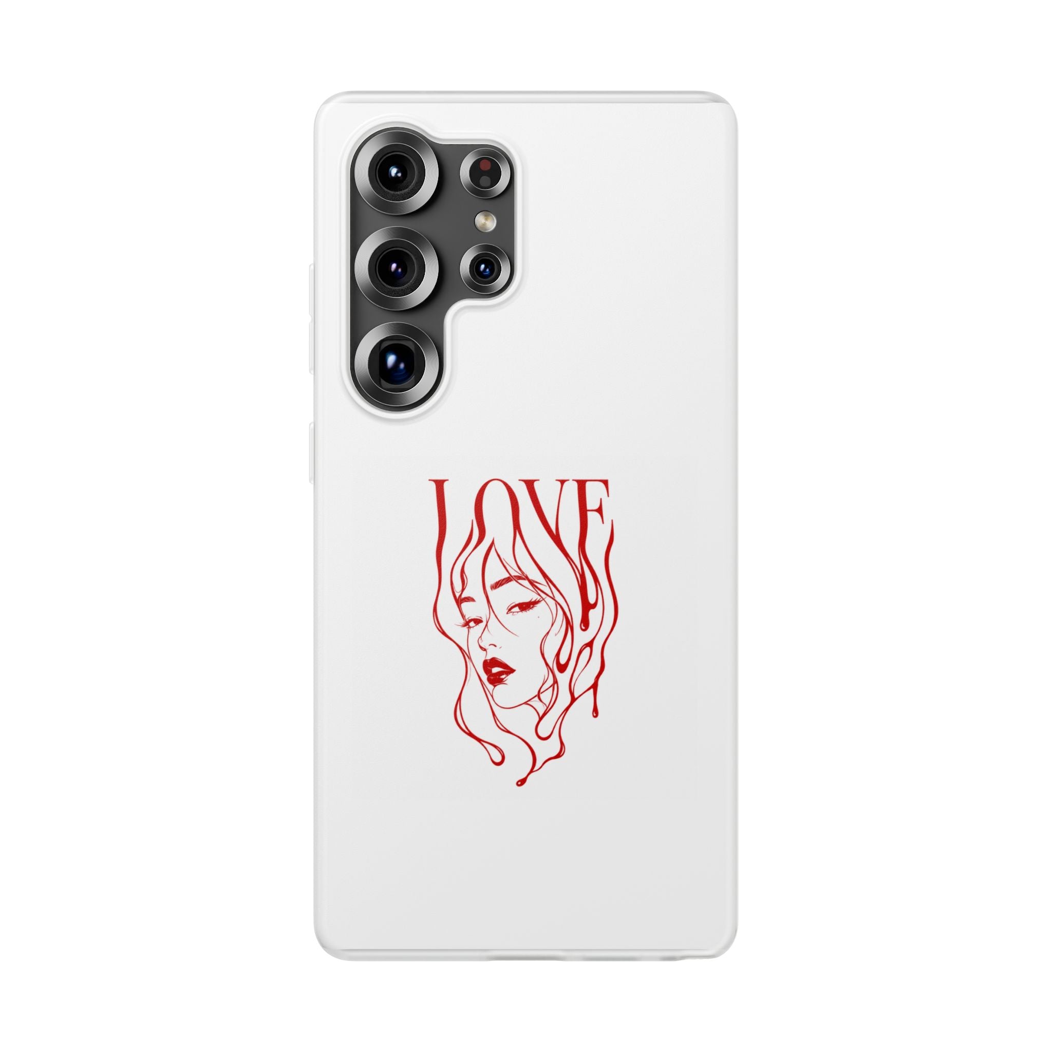 Red Line Art 'LOVE'  Face Design - Flexi Case