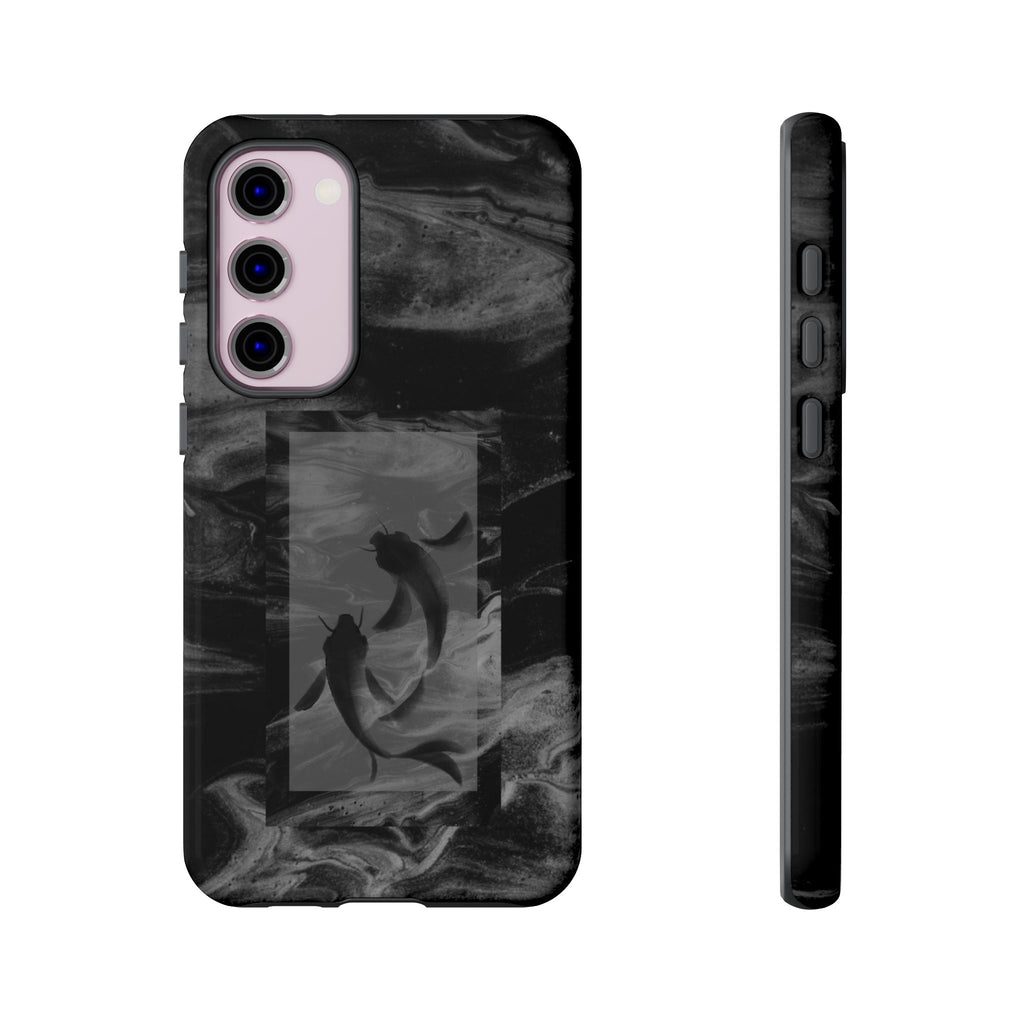 Koi Yin-Yang Marble Phone Case – Black Smoky Art Protection