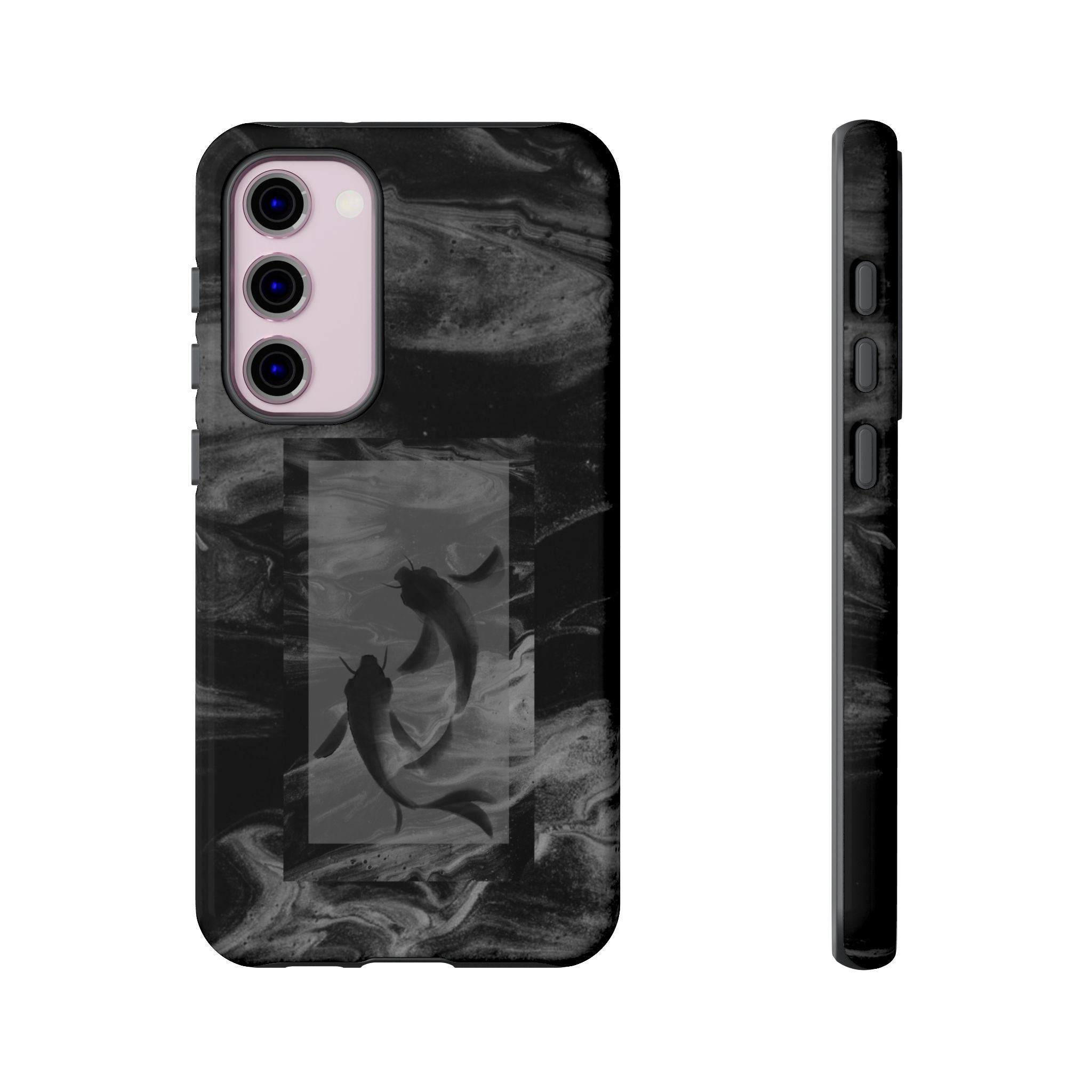 Koi Yin-Yang Marble Phone Case – Black Smoky Art Protection