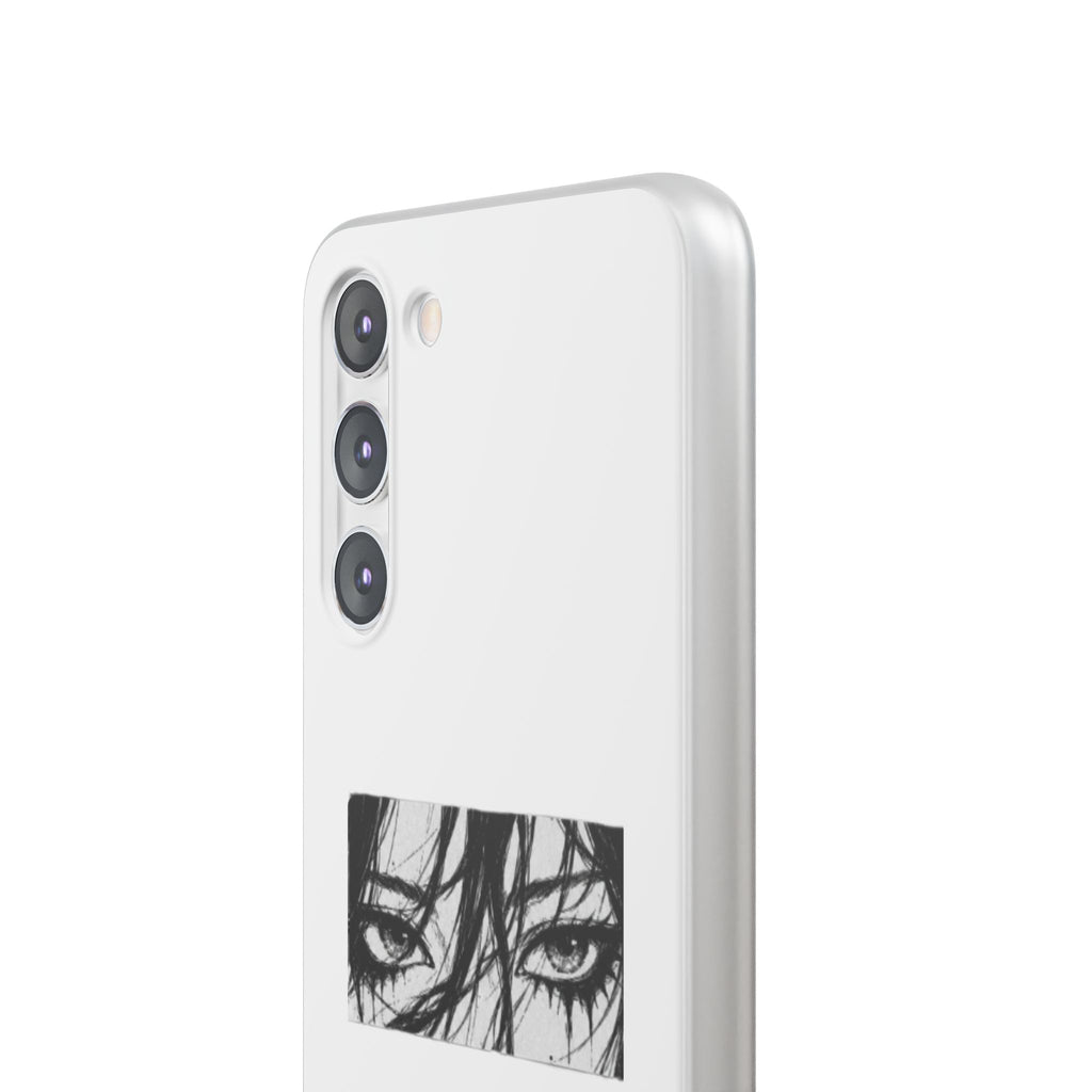 Anime Eyes Illustration Phone Case - Moody Black & White Flexi Case