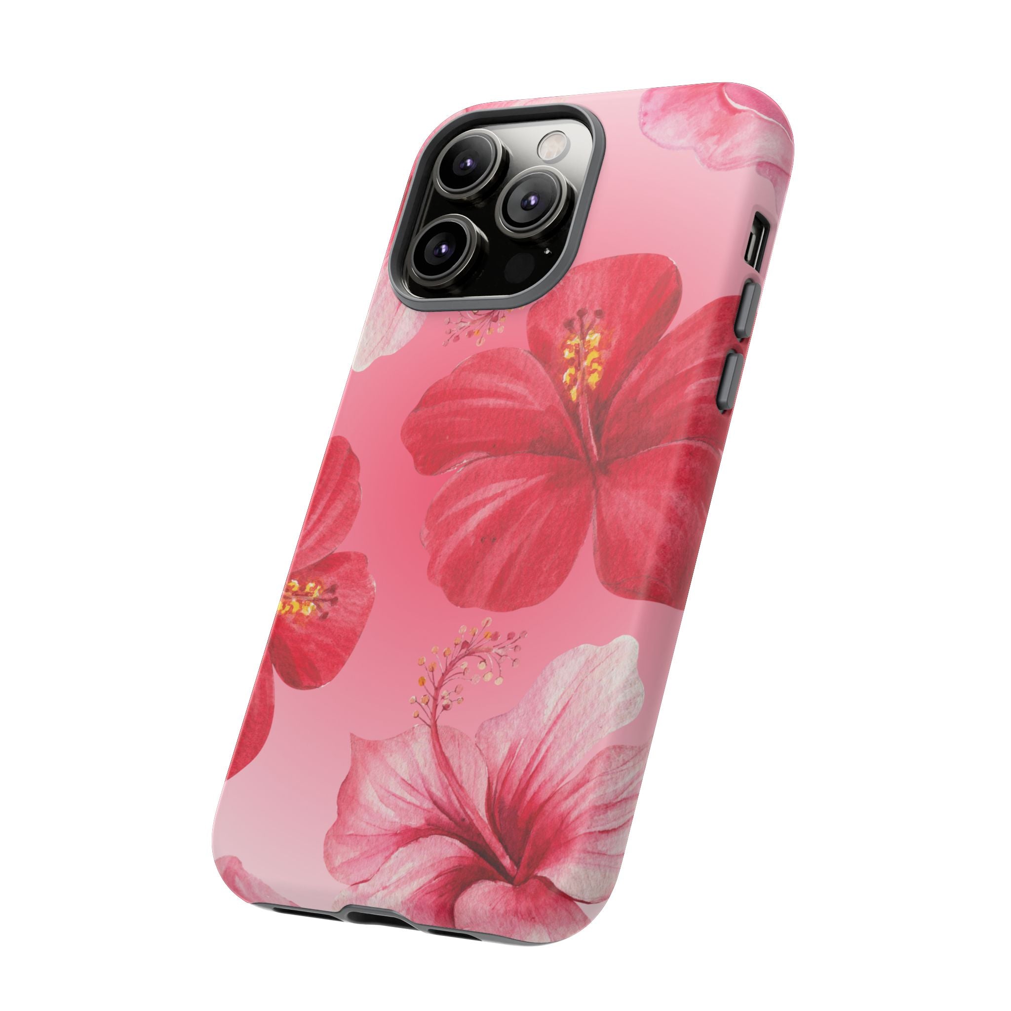Hibiscus Pink Tough Phone Case — Floral Tropical Protective Cover
