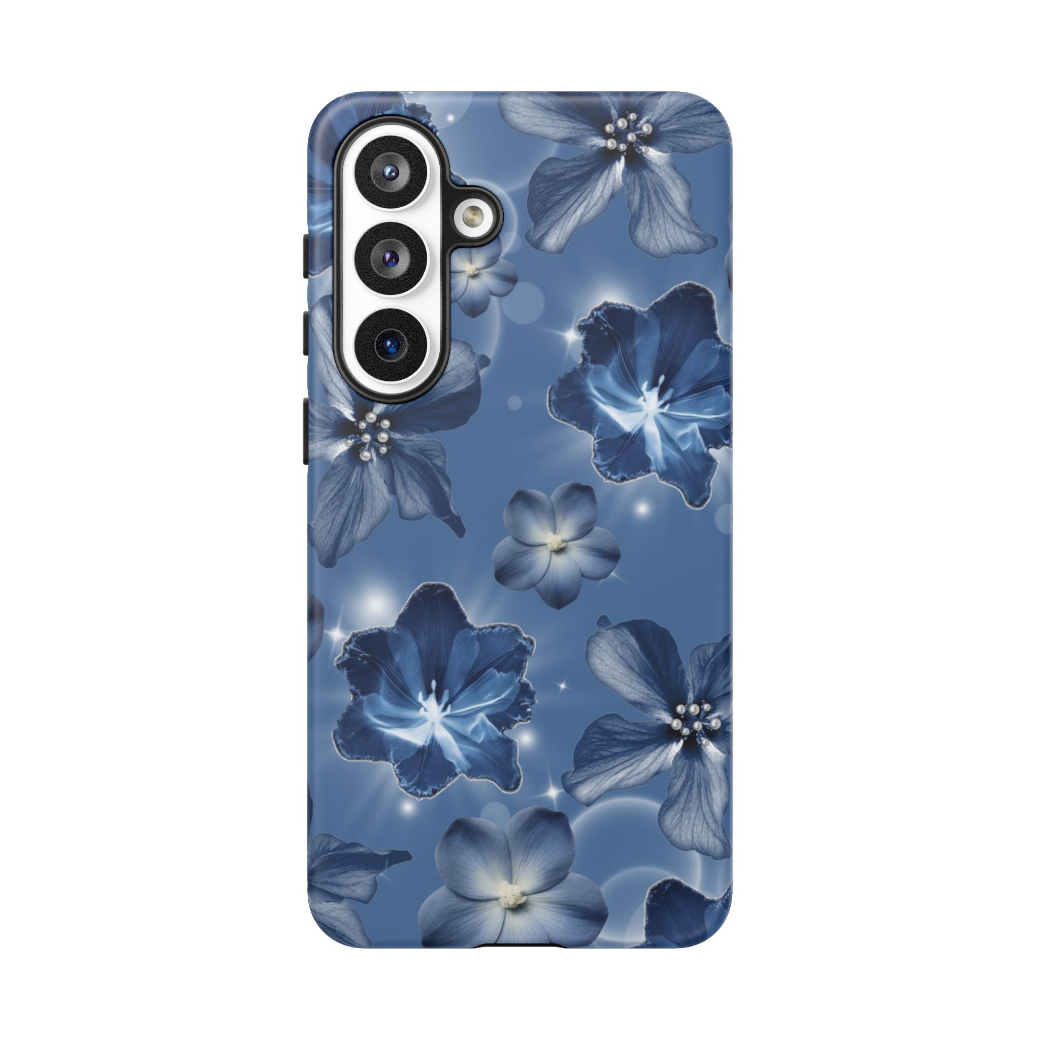 Blue Floral Tough Phone Case — Protective Blossom Design