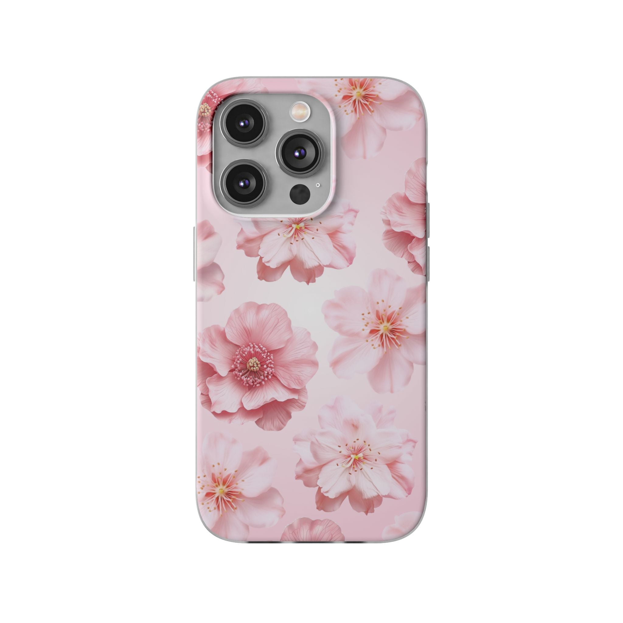 Pink Cherry Blossom Phone Case — Floral Slim Flexi Case for iPhone