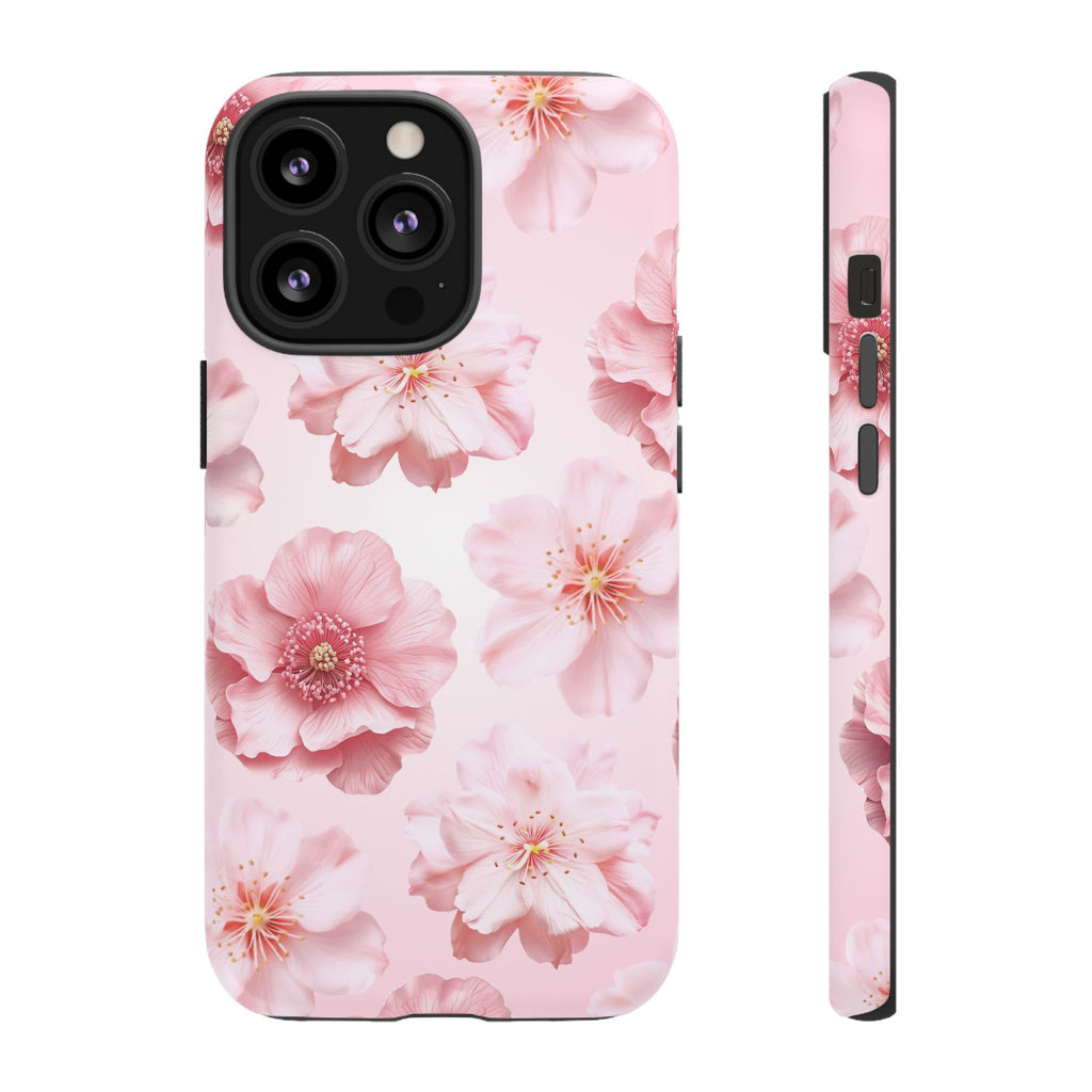Pink Floral Tough Phone Case — Protective Sakura Blossom Design