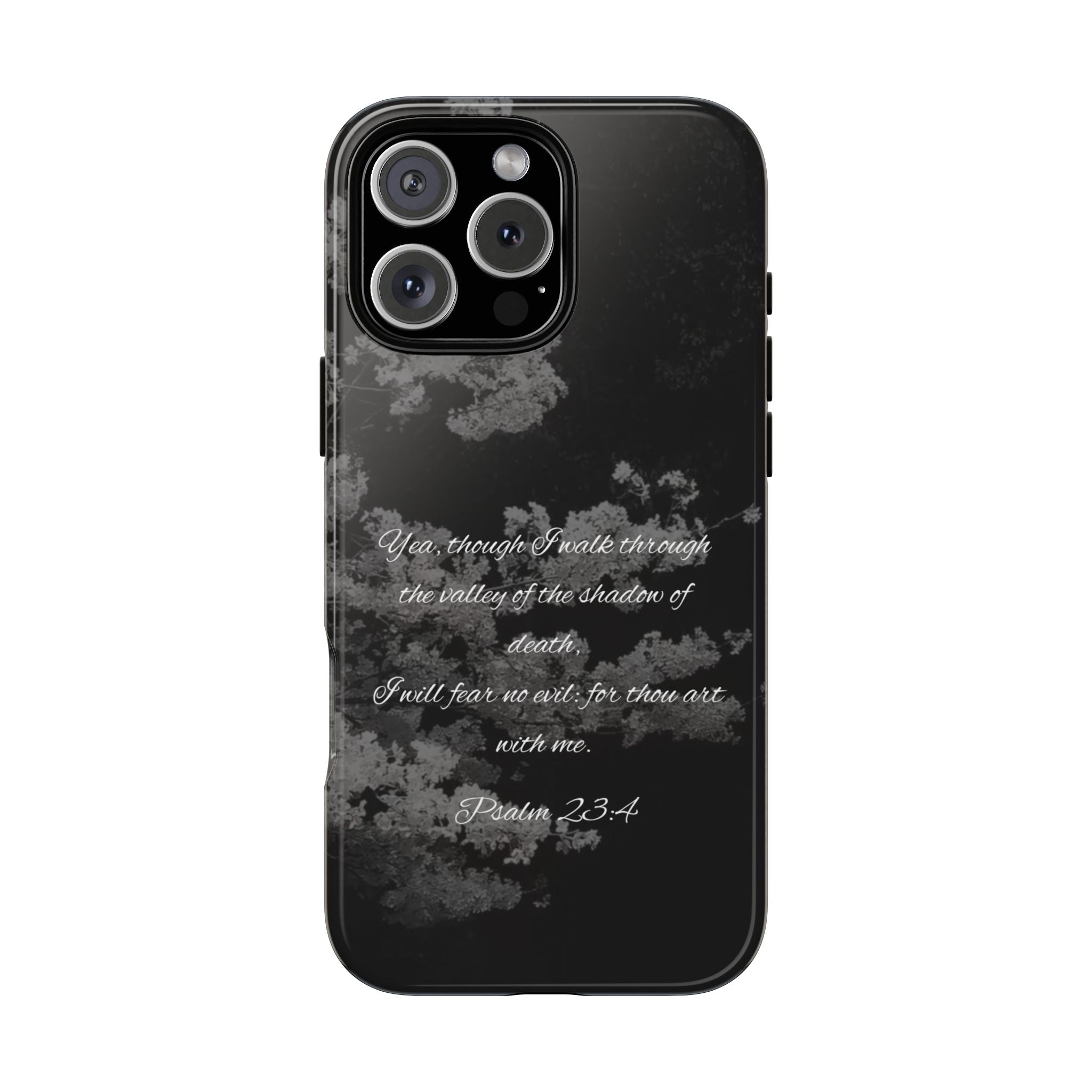 Bible Verse Phone Case — Psalm 23:4 Comfort Black Protective Cover