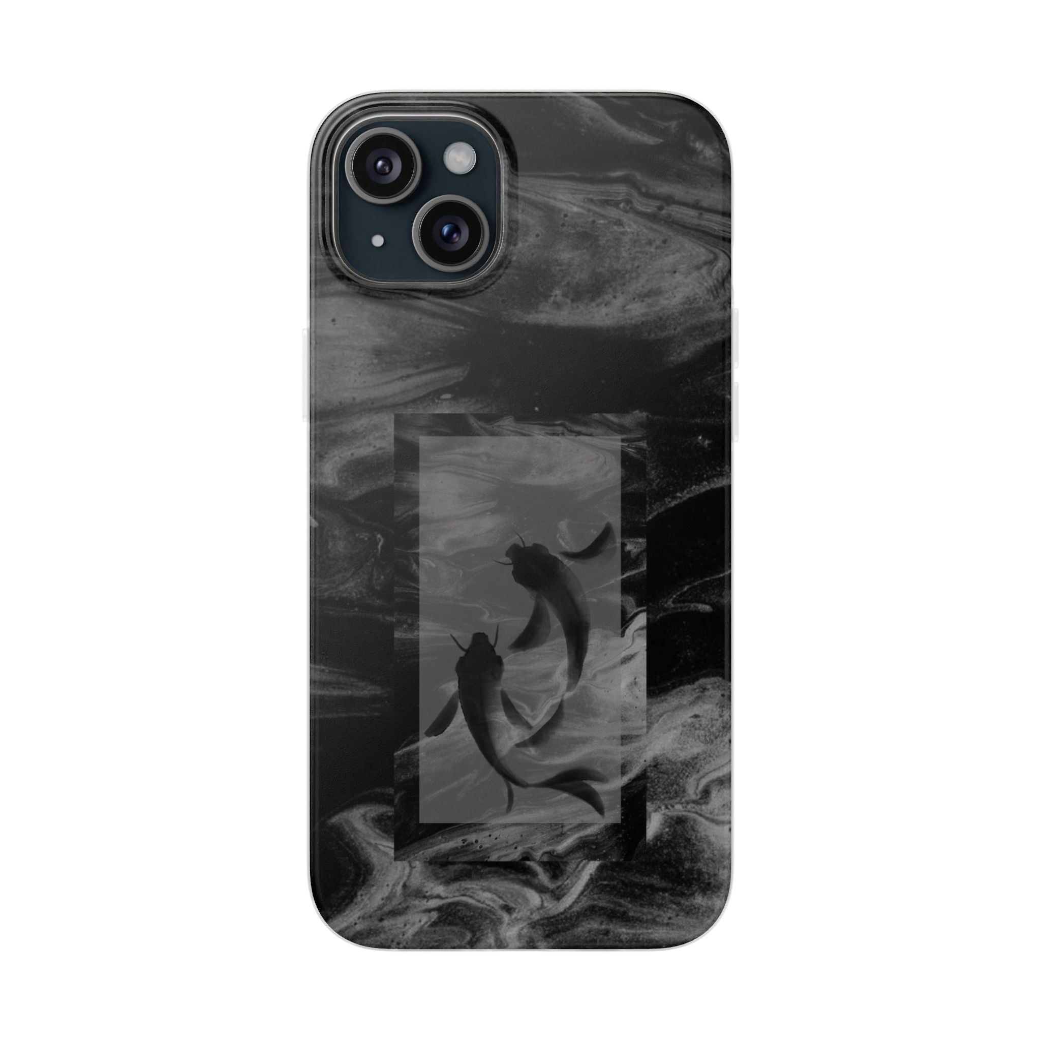 Black Koi Phone Case — Minimalist Monochrome Fish Design