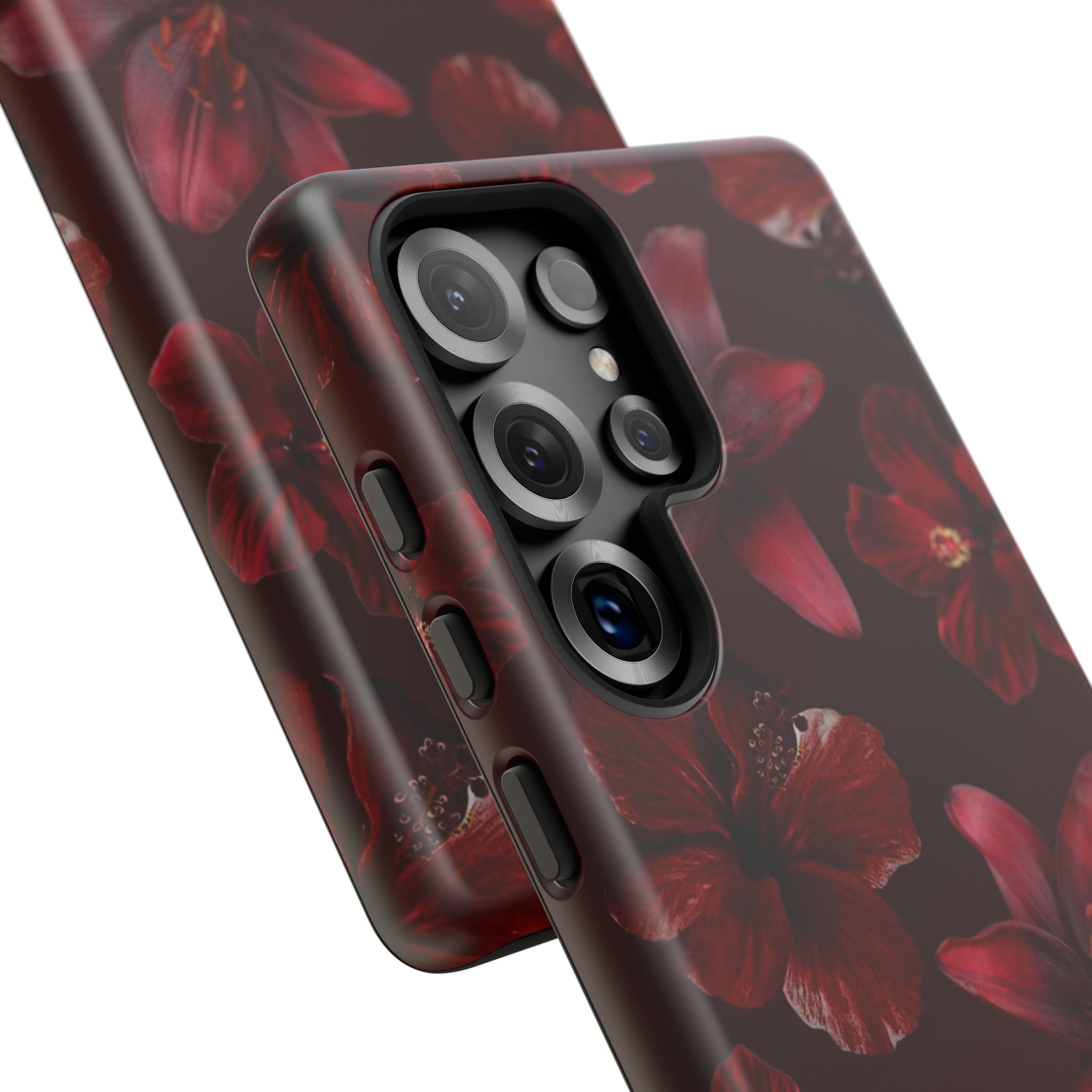 Tough Cases - Dark Red Floral Phone Case
