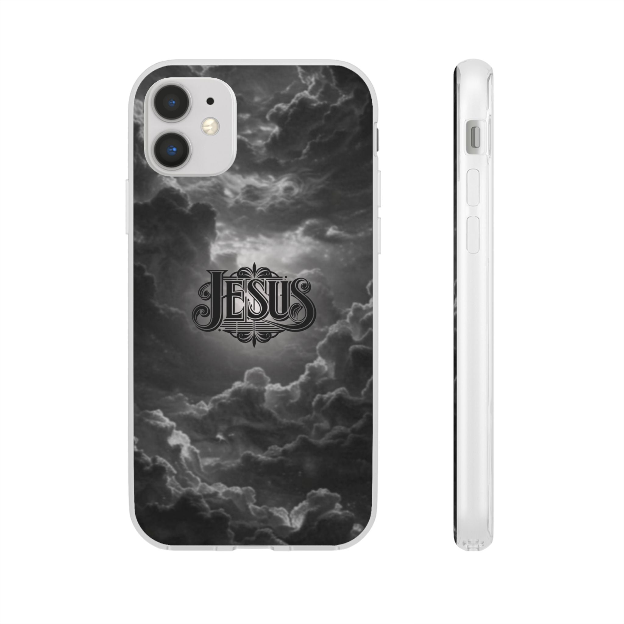 Jesus Cloud Phone Case — Faith-Inspired Flexi Case with 'Jesus' Script