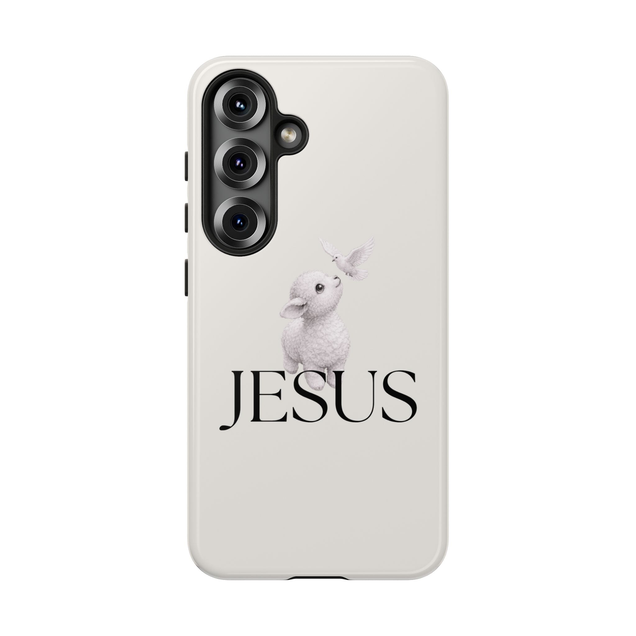 Jesus Lamb Phone Case - Christian Faith iPhone Case with Dove Design