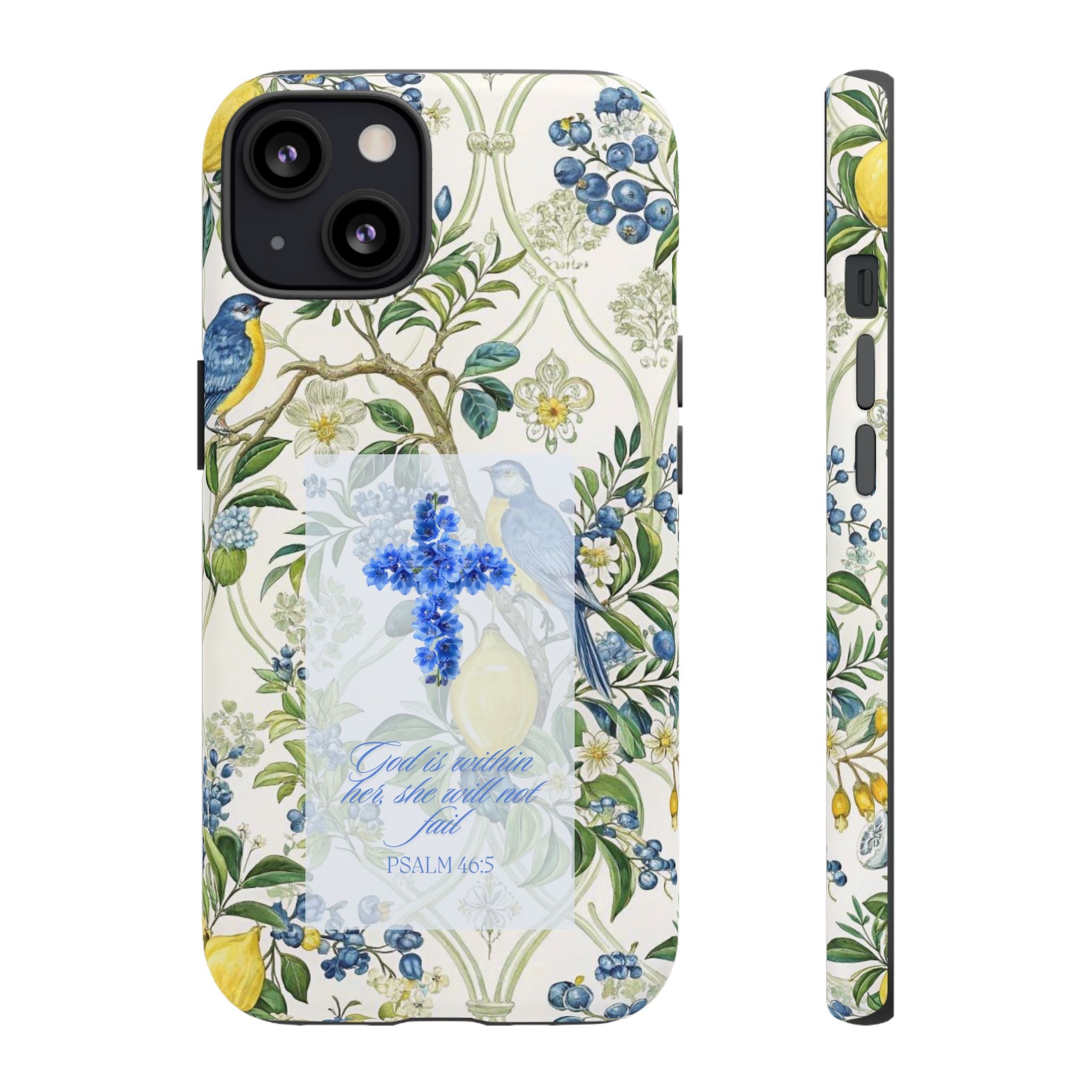 Floral Cross Tough Phone Case — Psalms Blessing Protective Cover