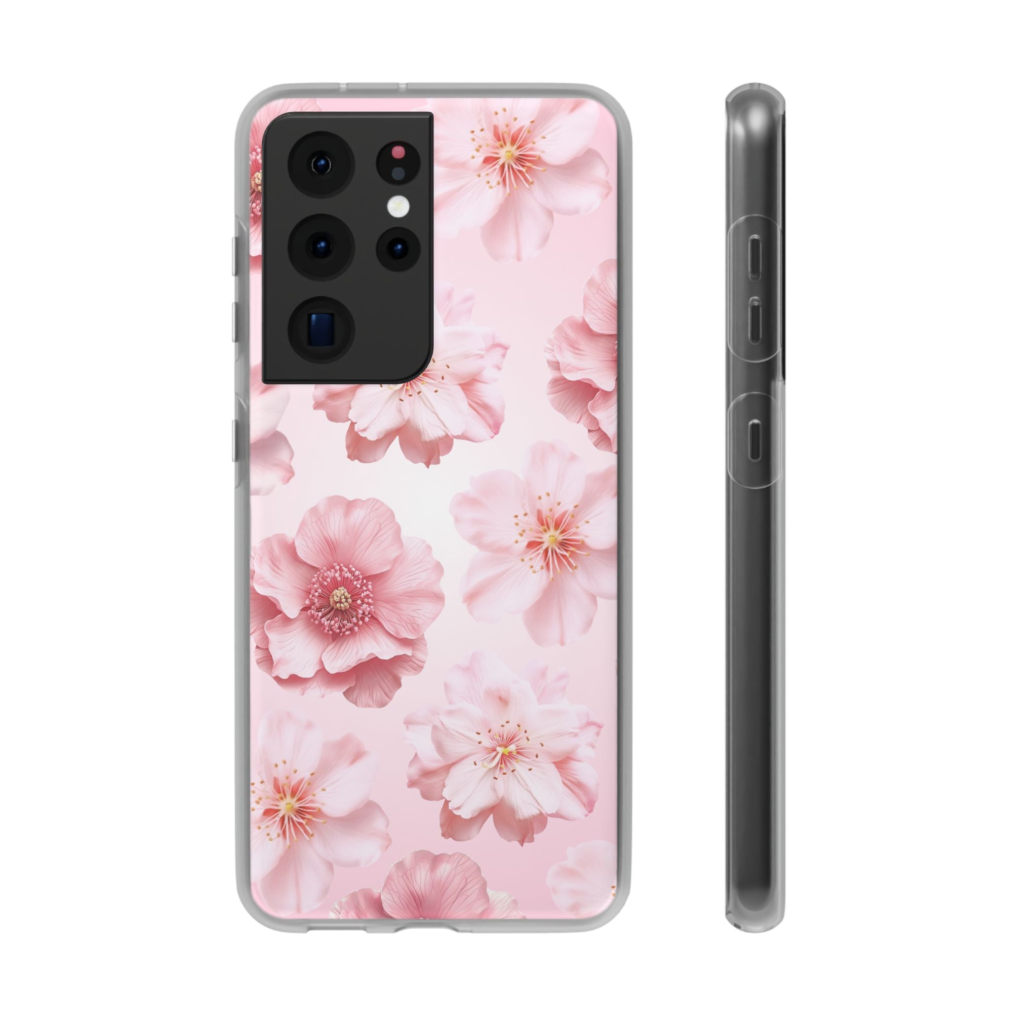 Pink Cherry Blossom Phone Case — Floral Slim Flexi Case for iPhone