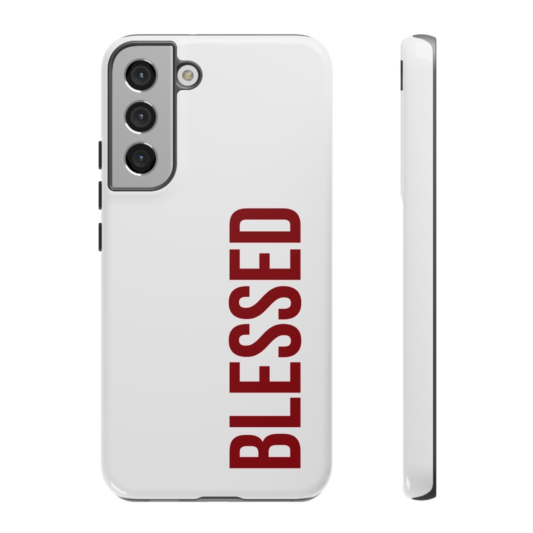 Blessed Vertical Phone Case — Protective Slim iPhone Cover with Red 'BLESSED' Text