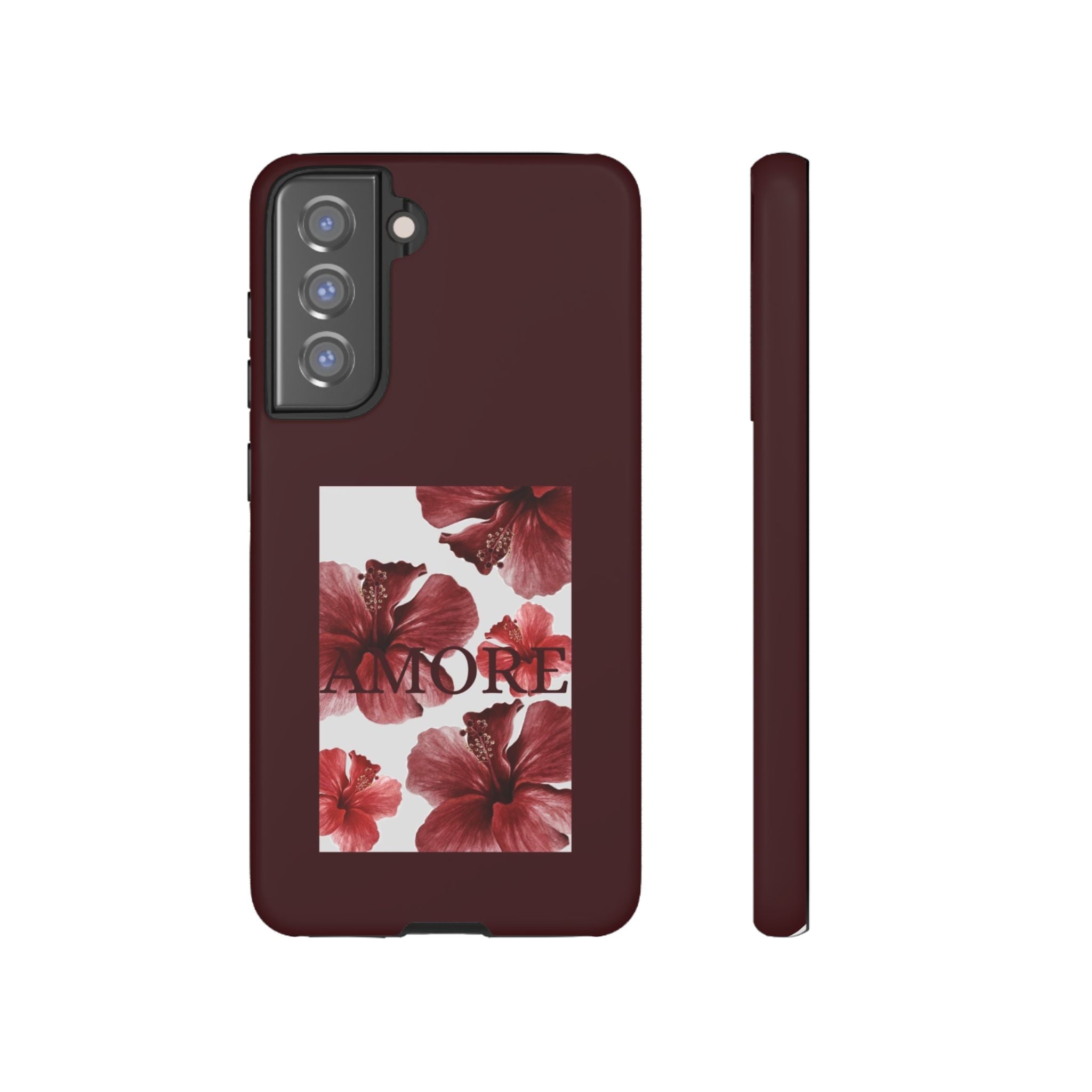 Amore Floral Phone Case — Burgundy Tough Protective Cover