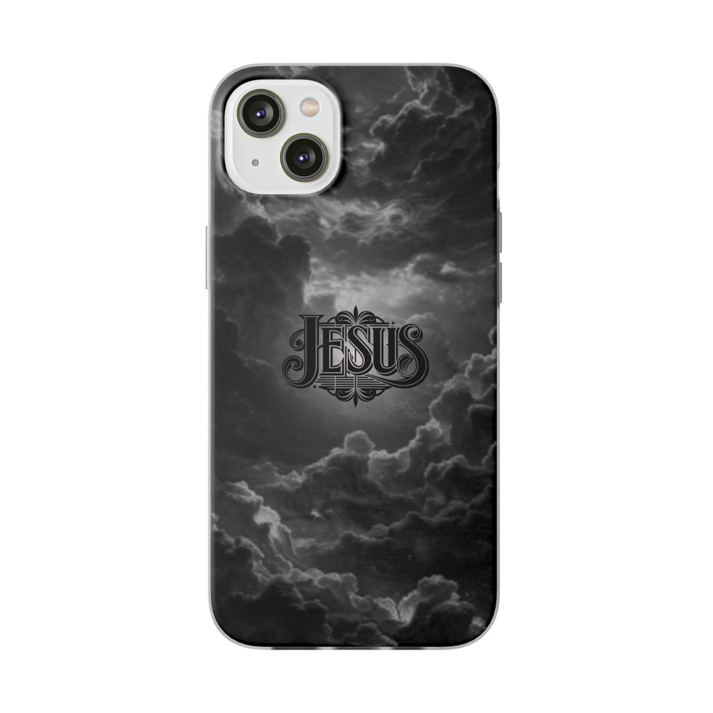 Jesus Cloud Phone Case — Faith-Inspired Flexi Case with 'Jesus' Script