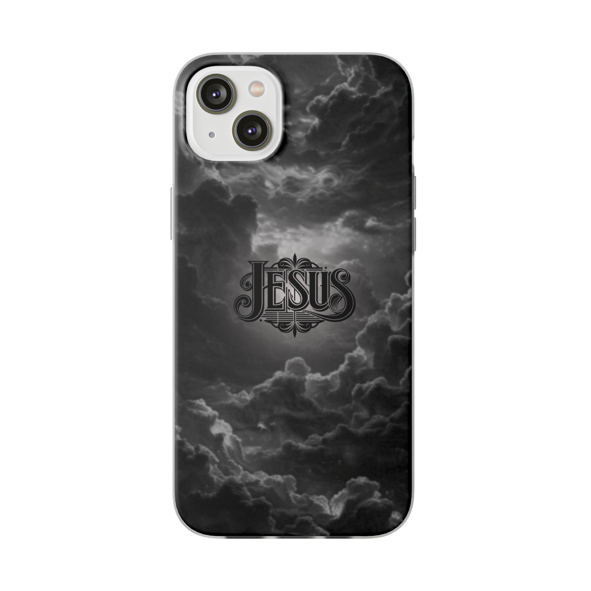 Jesus Cloud Phone Case — Faith-Inspired Flexi Case with 'Jesus' Script