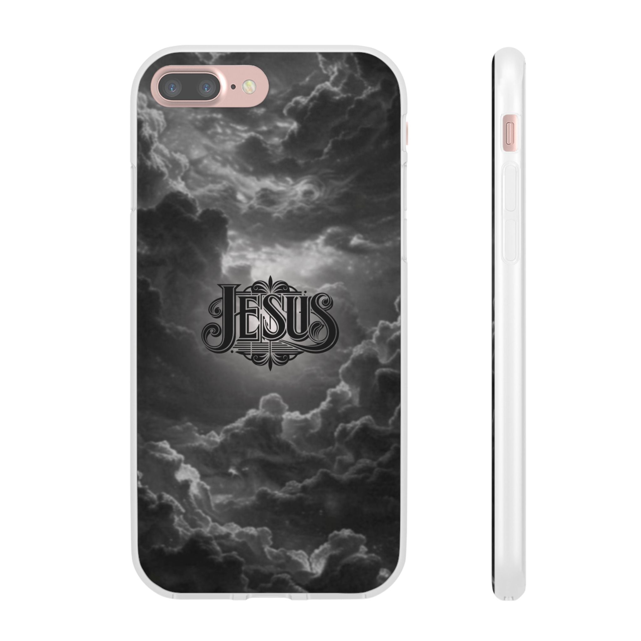 Jesus Cloud Phone Case — Faith-Inspired Flexi Case with 'Jesus' Script