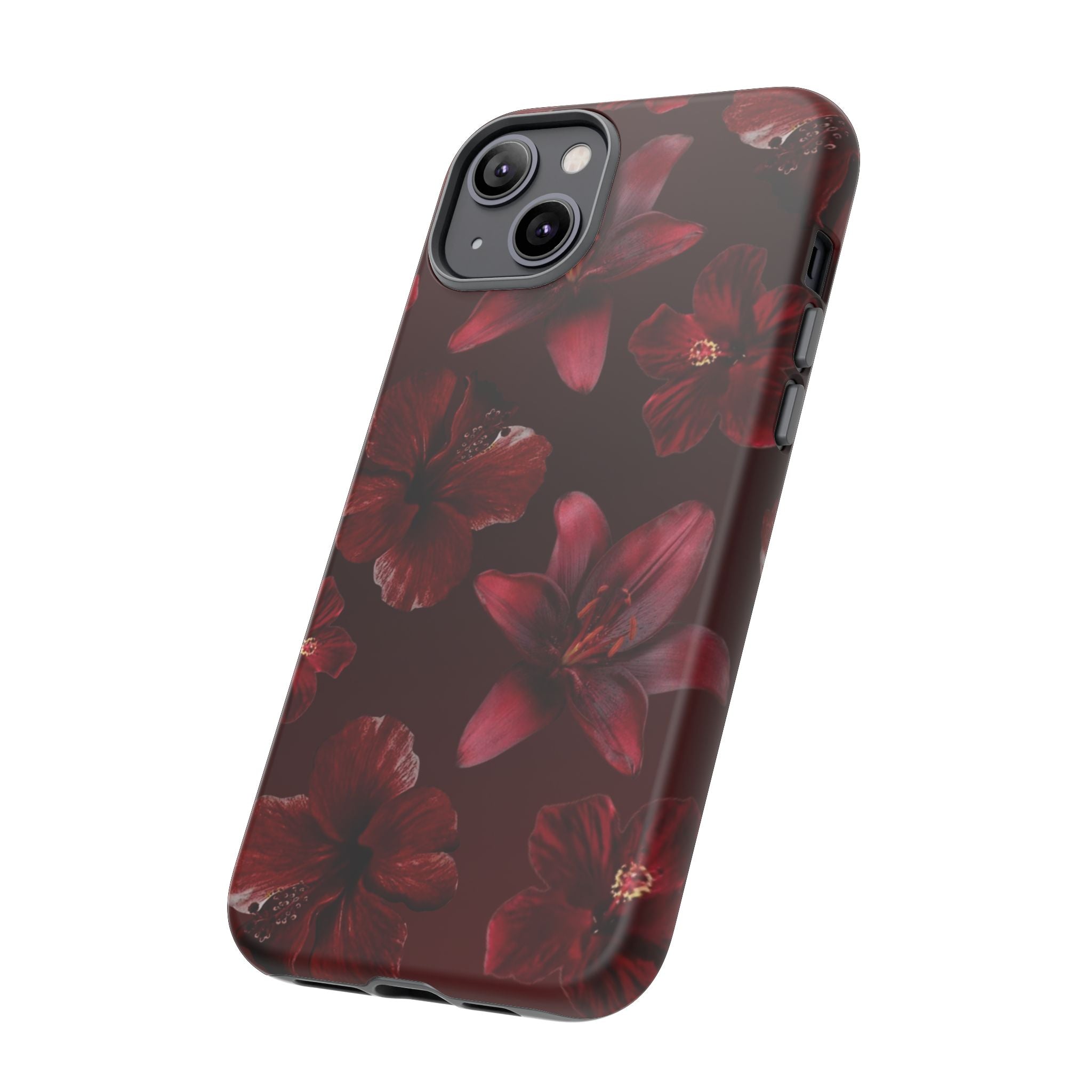 Tough Cases - Dark Red Floral Phone Case
