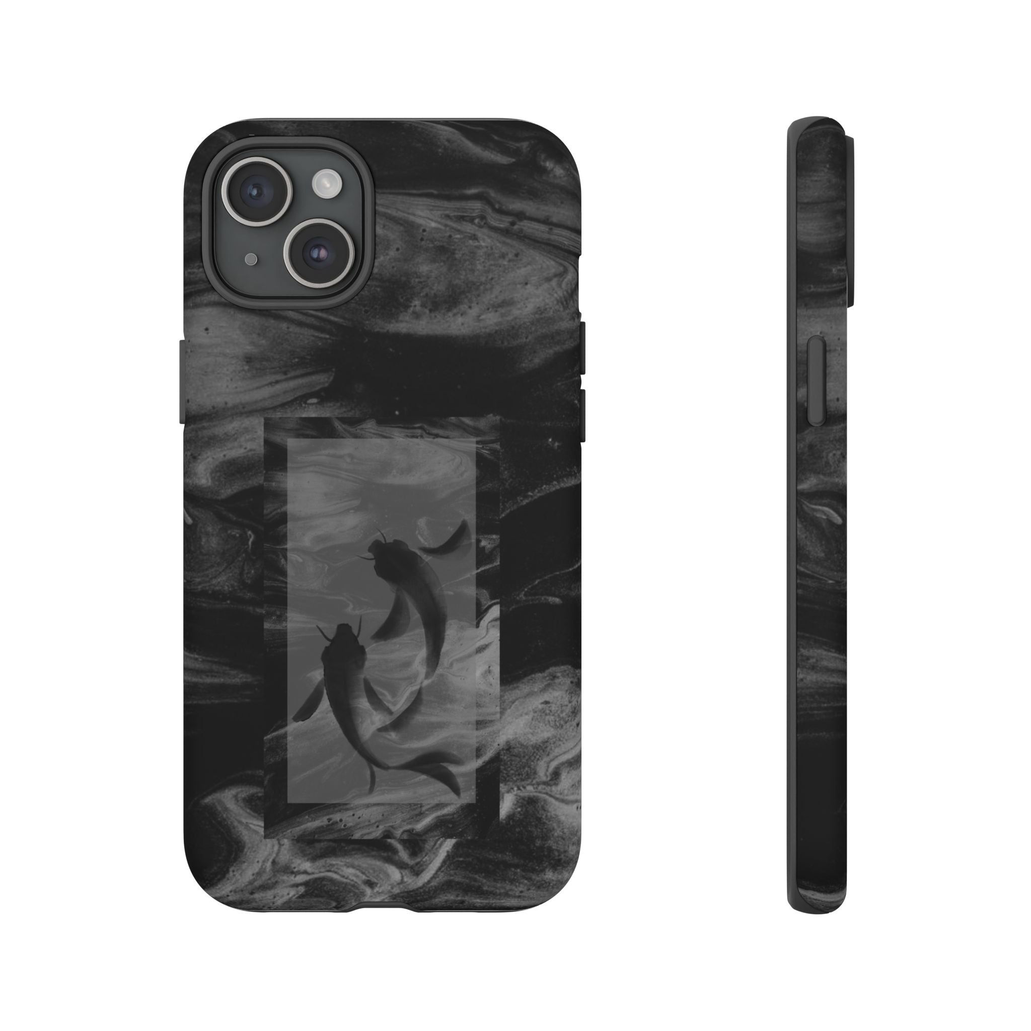 Koi Yin-Yang Marble Phone Case – Black Smoky Art Protection
