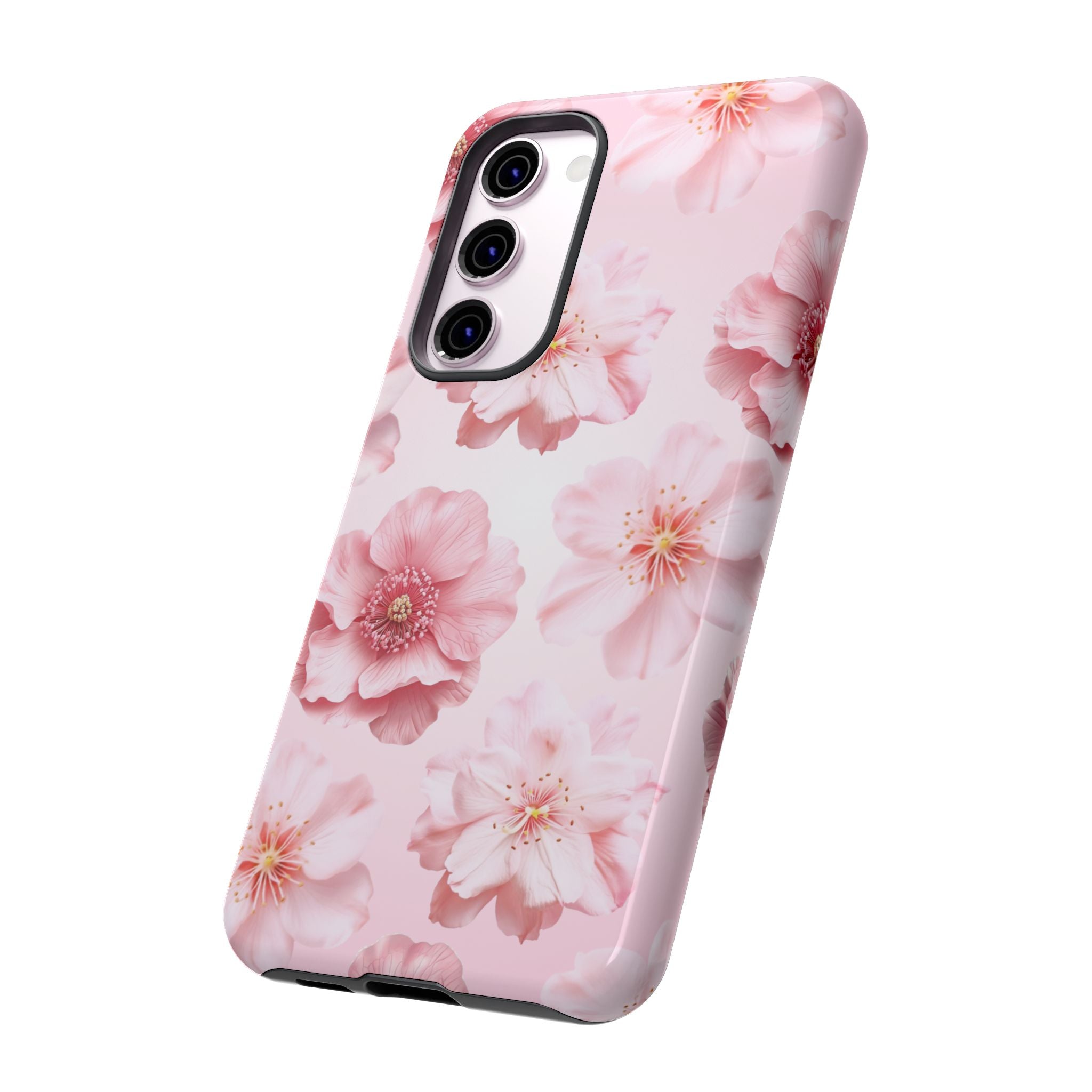 Pink Floral Tough Phone Case — Protective Sakura Blossom Design