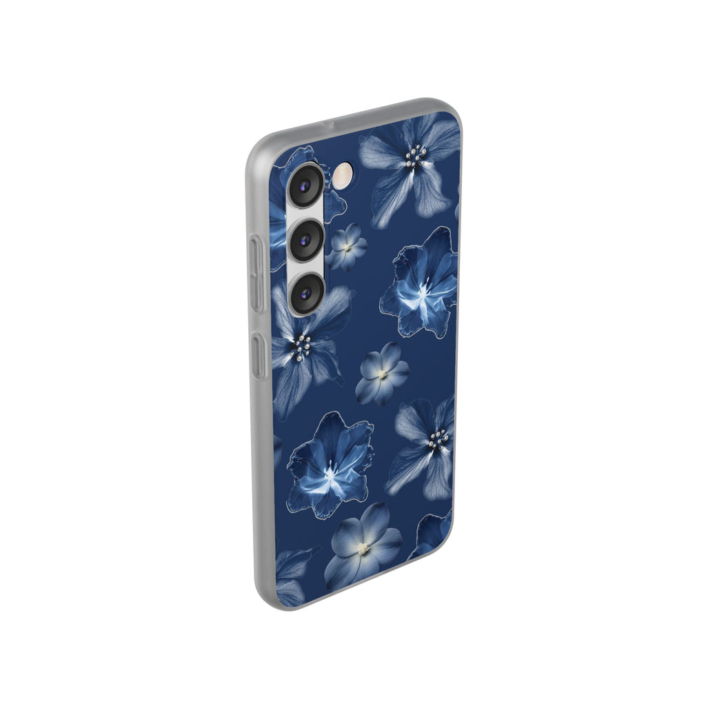 Floral Blue Phone Case — Navy Watercolor Blossom Flexi Case