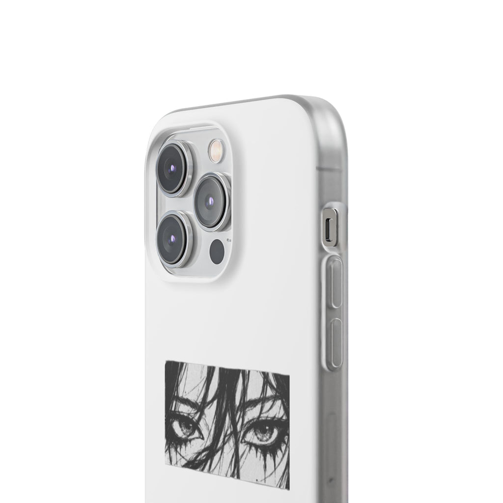 Anime Eyes Illustration Phone Case - Moody Black & White Flexi Case