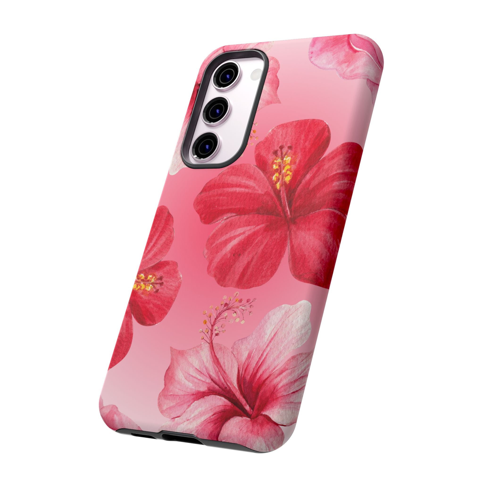 Hibiscus Pink Tough Phone Case — Floral Tropical Protective Cover