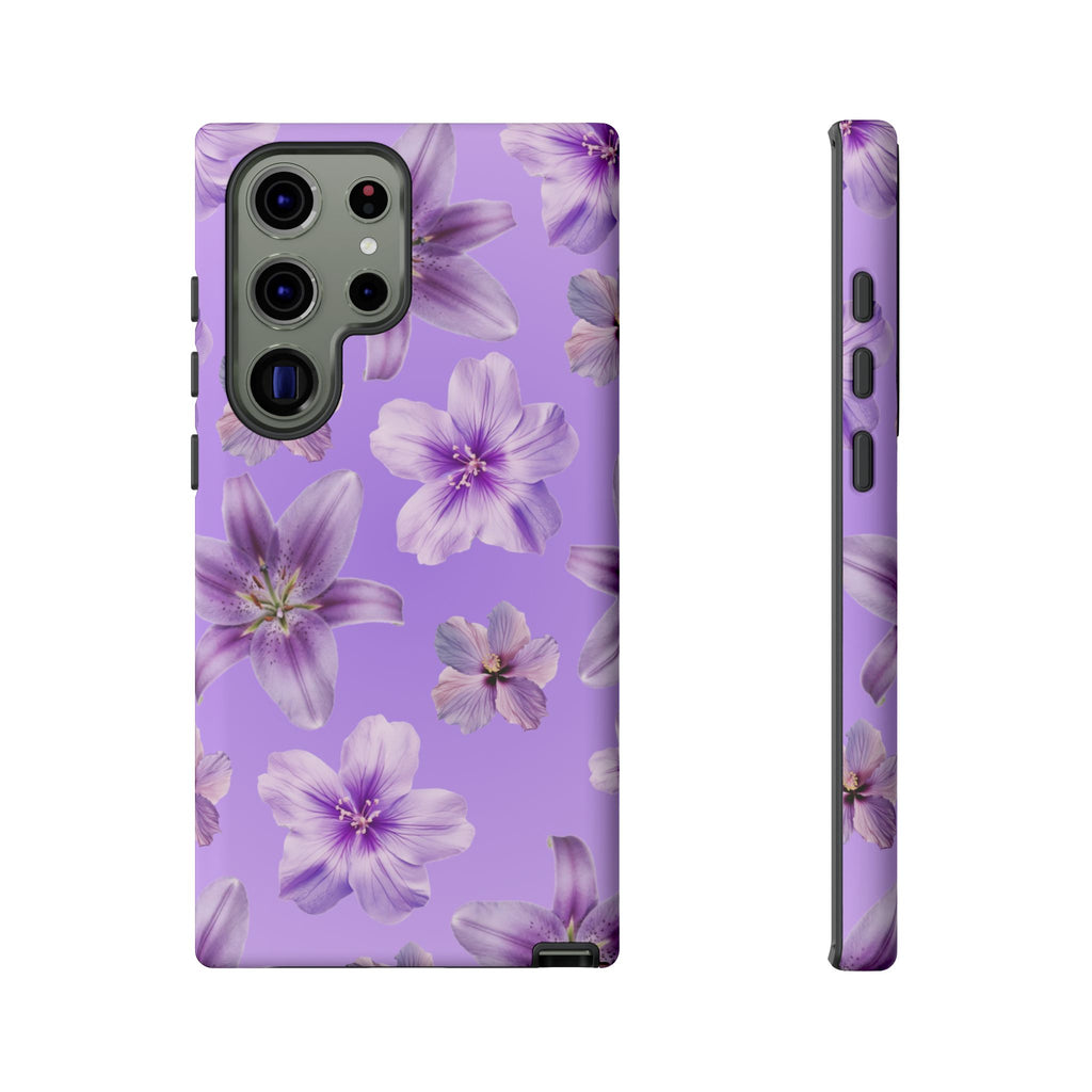 Floral Lavender Tough Phone Case – Purple Blossom Protective Cover