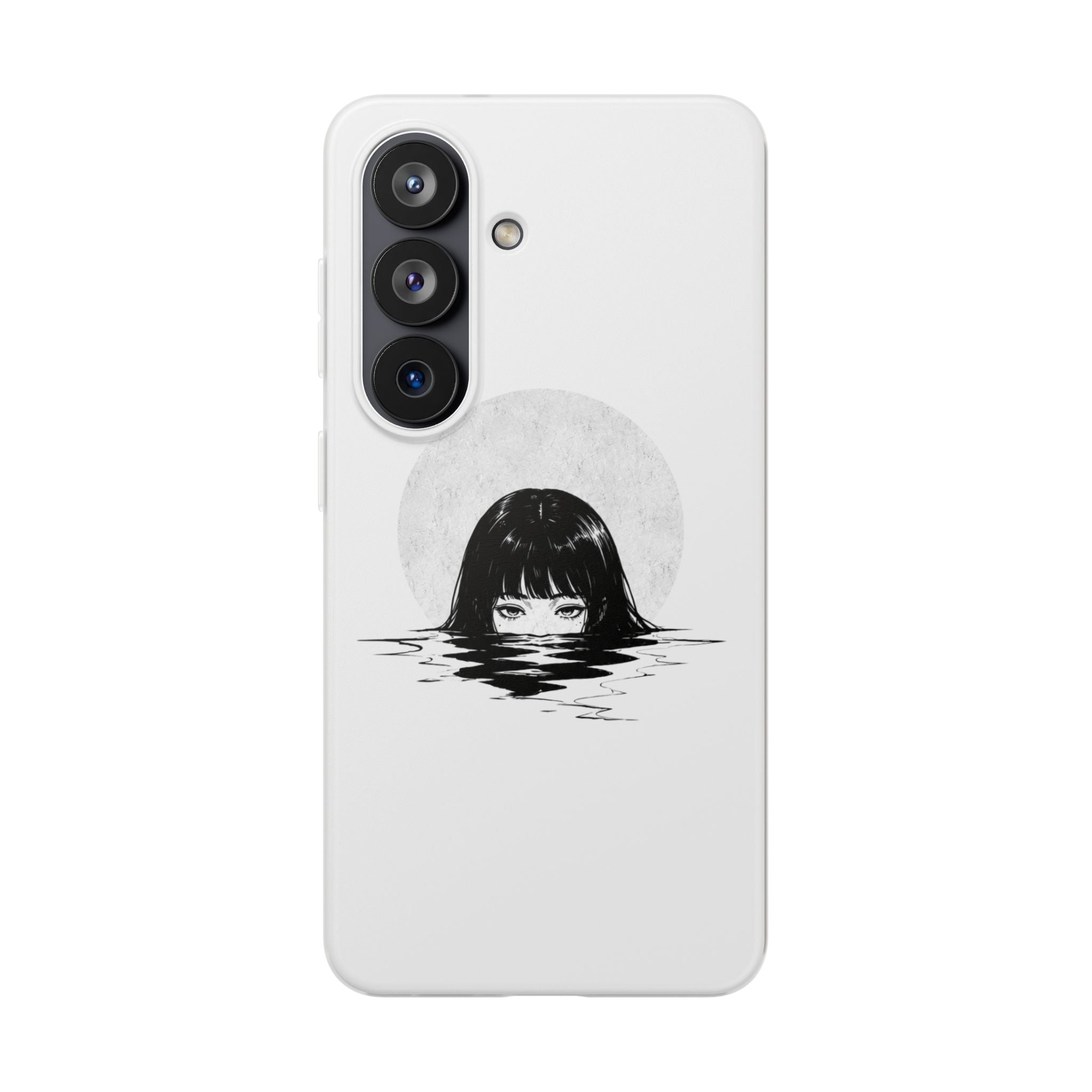 Minimalist Creepy Girl Moon Design