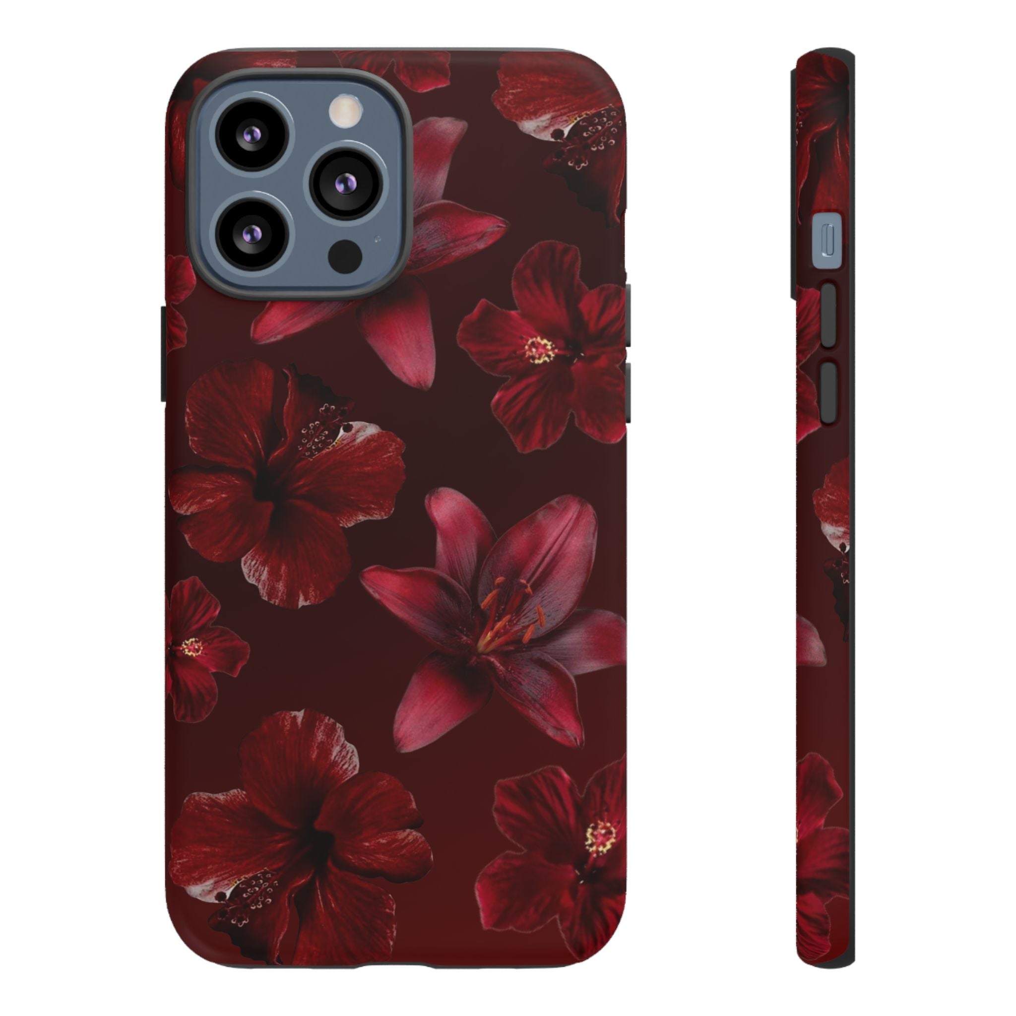 Tough Cases - Dark Red Floral Phone Case