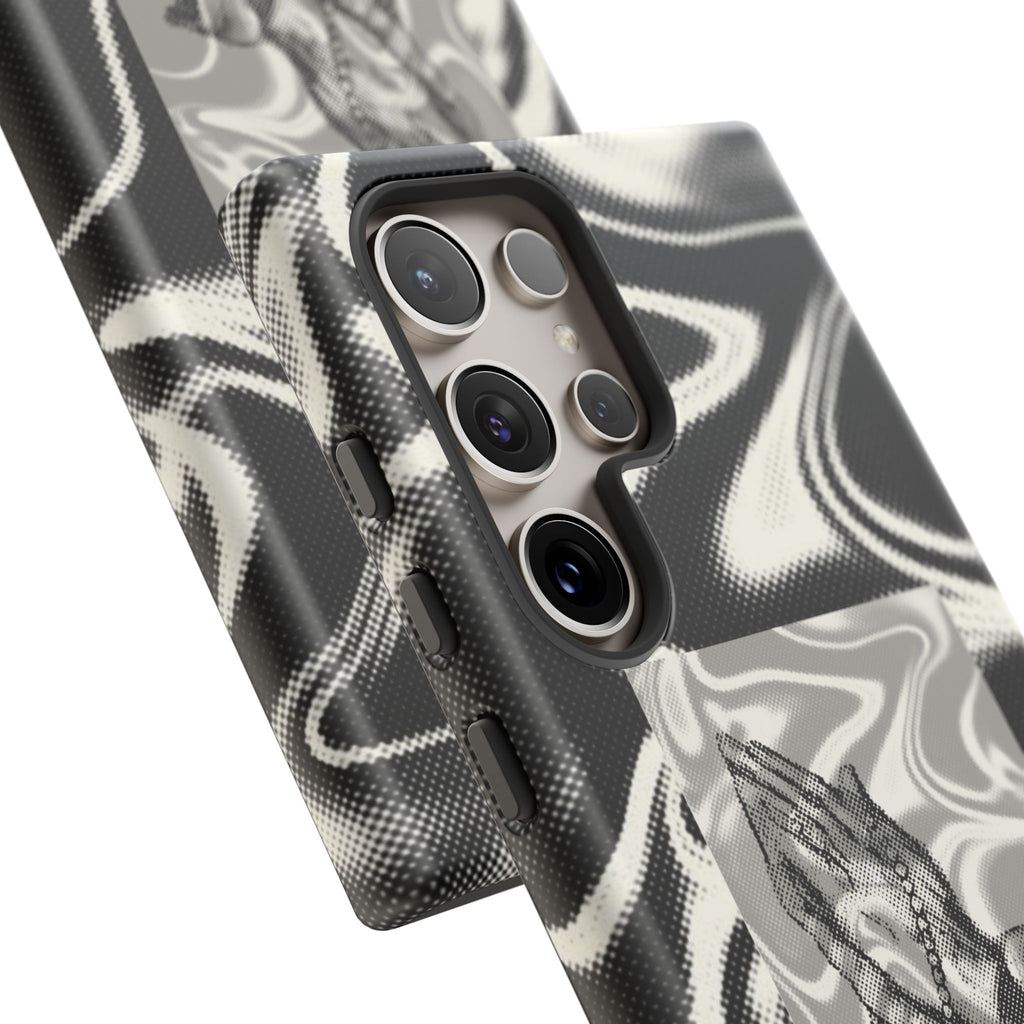 Praying Hands Phone Case – Black White Marble Spiritual Design