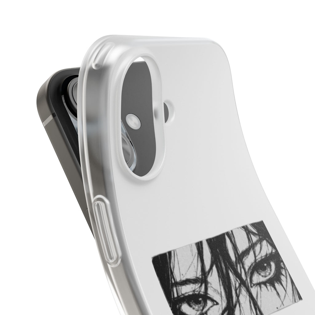 Anime Eyes Illustration Phone Case - Moody Black & White Flexi Case