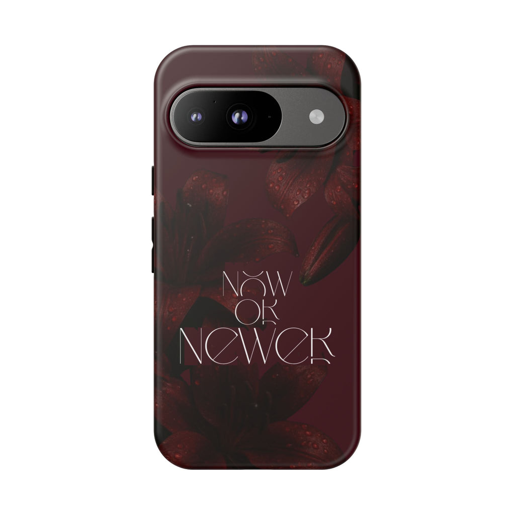 Tough Cases – Burgundy Floral “Now or Never” Protective Phone Case