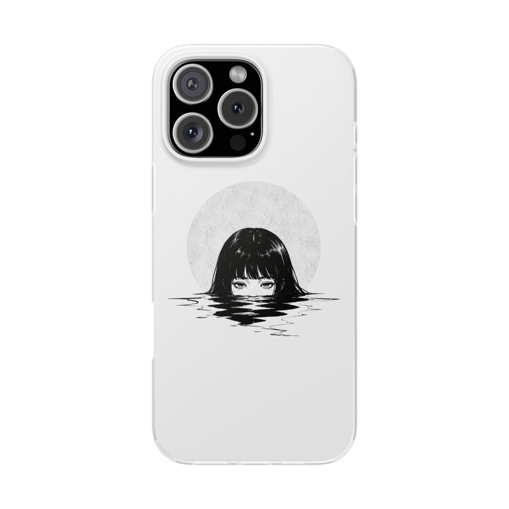 Minimalist Creepy Girl Moon Design