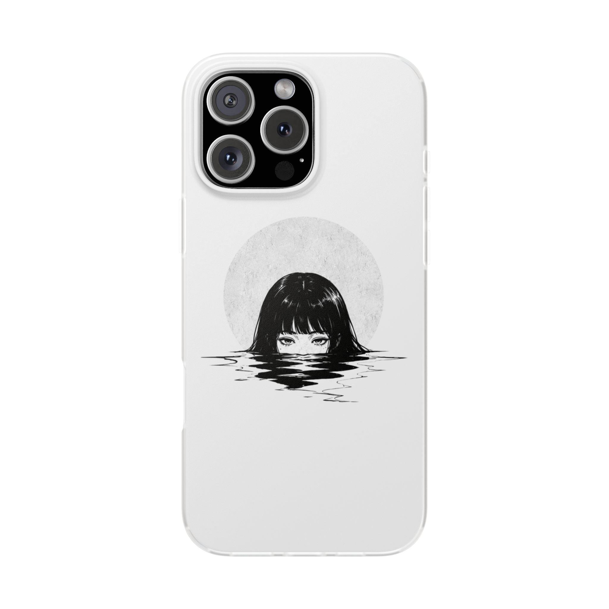 Minimalist Creepy Girl Moon Design