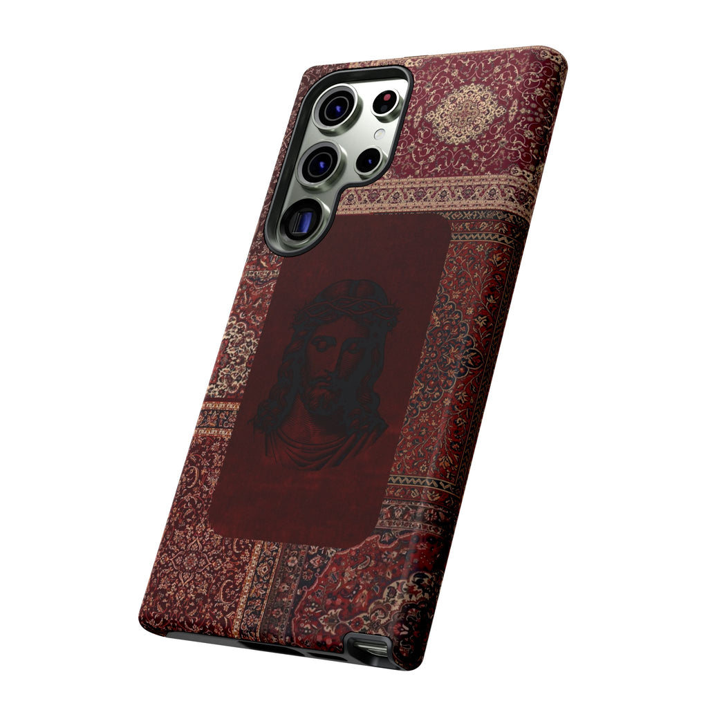 Religious Vintage Rug Phone Case — Jesus Portrait Tough Case