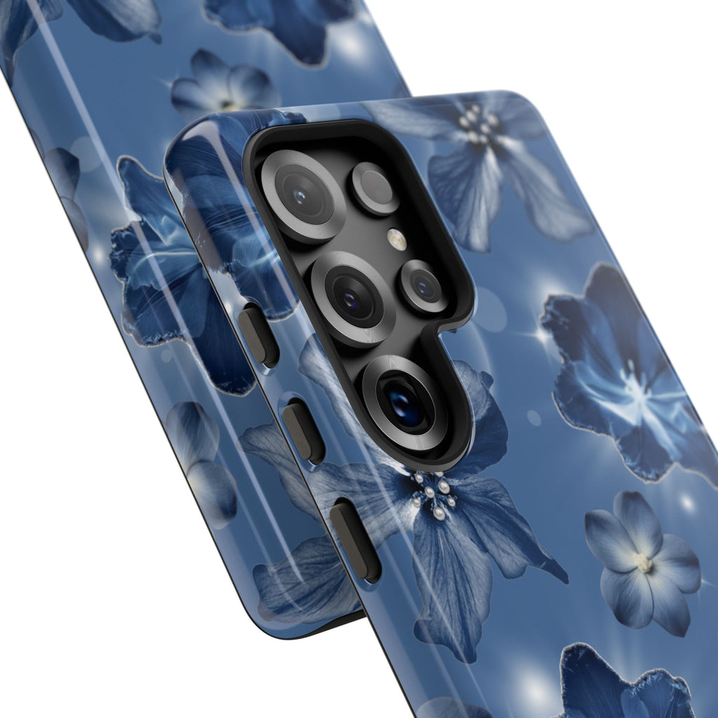 Blue Floral Tough Phone Case — Protective Blossom Design