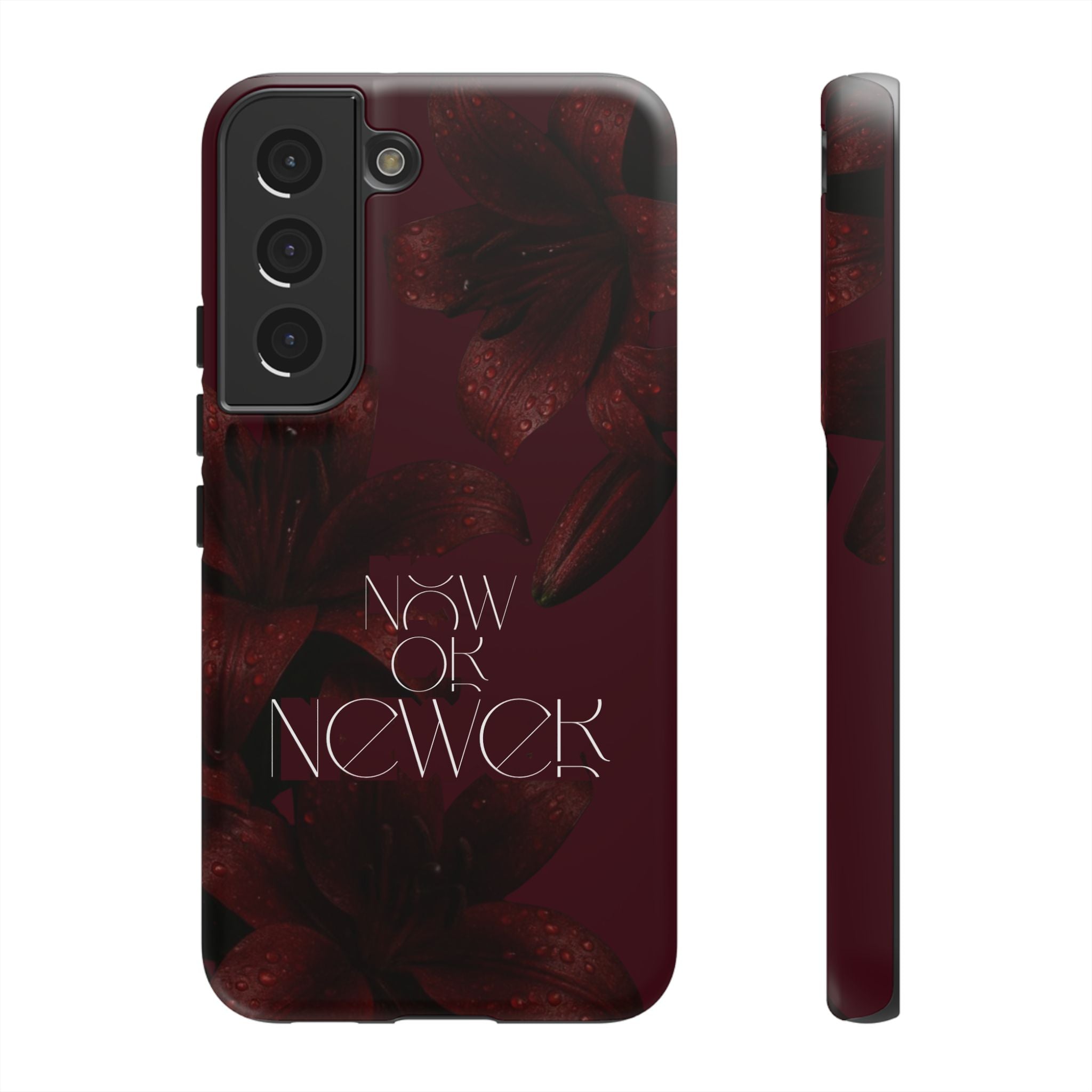 Tough Cases – Burgundy Floral “Now or Never” Protective Phone Case