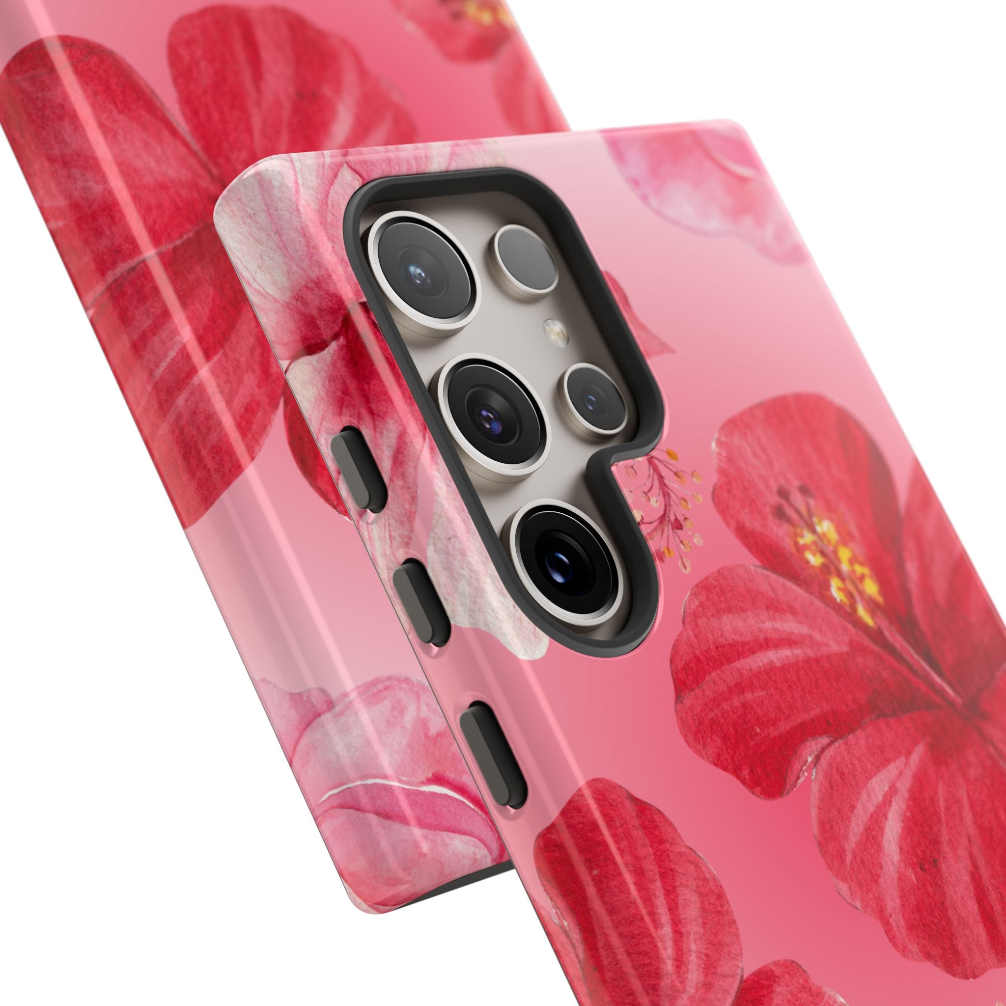 Hibiscus Pink Tough Phone Case — Floral Tropical Protective Cover