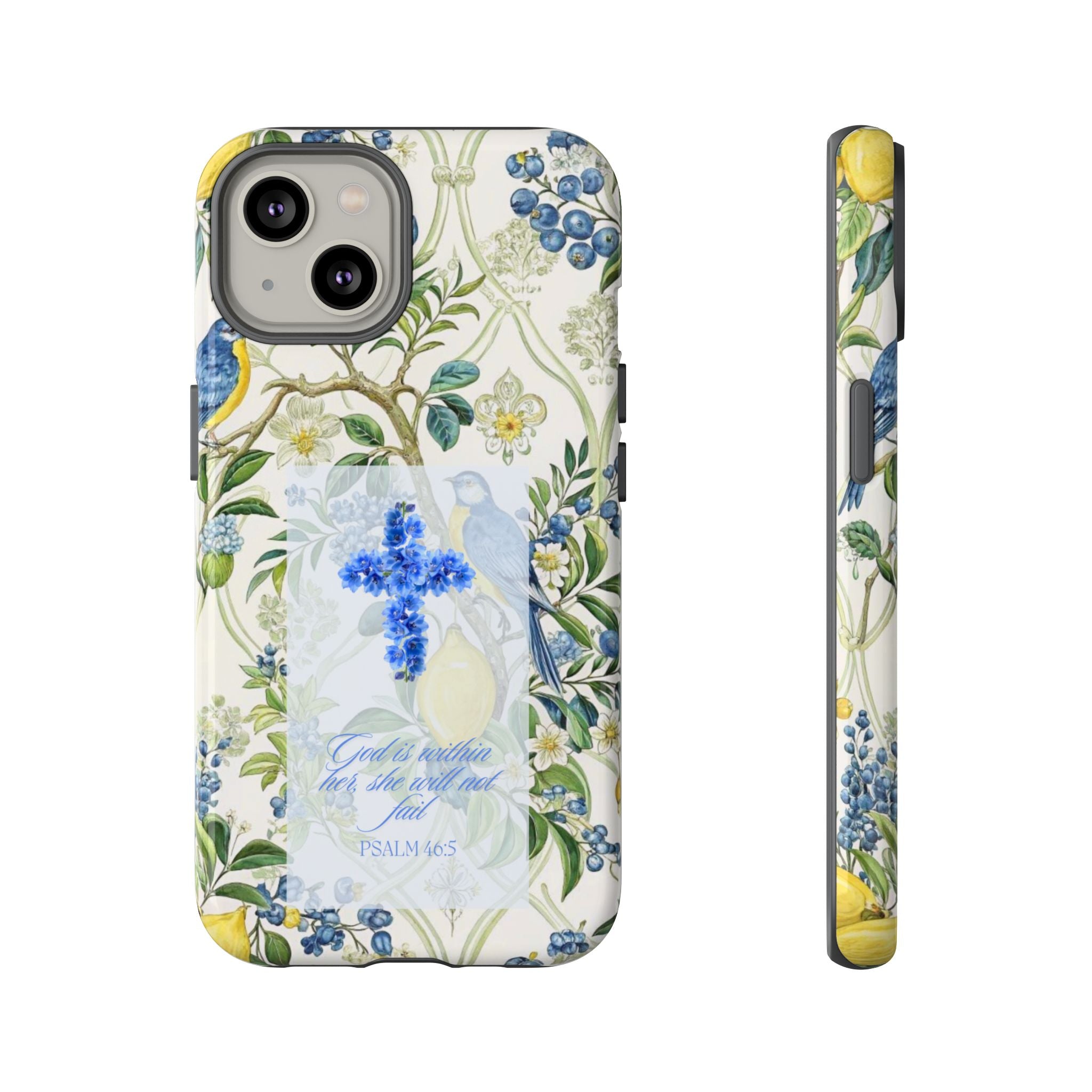 Floral Cross Tough Phone Case — Psalms Blessing Protective Cover