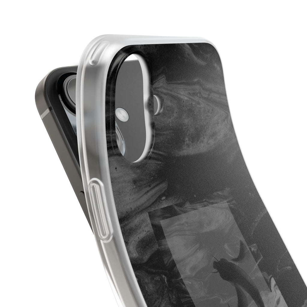 Black Koi Phone Case — Minimalist Monochrome Fish Design
