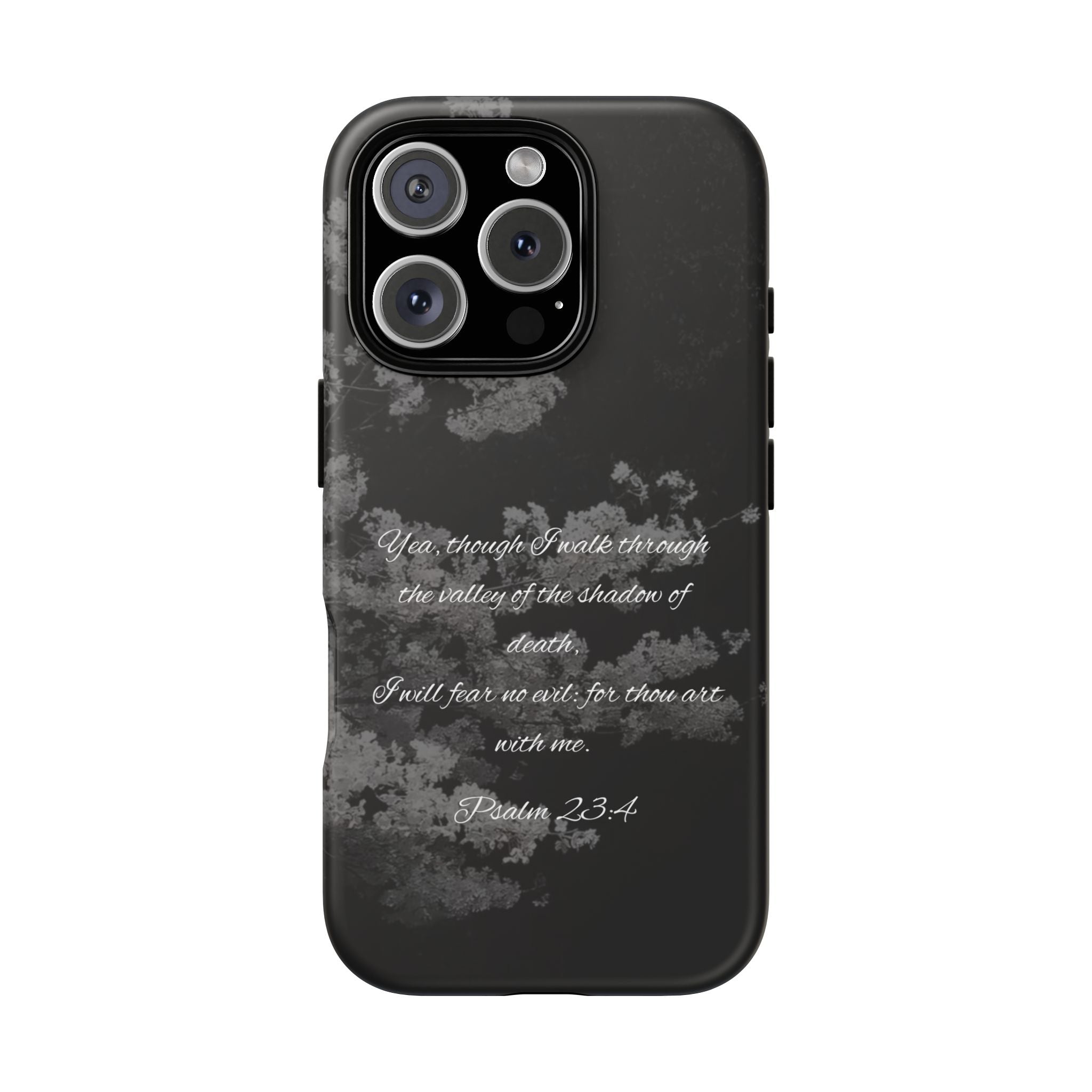 Bible Verse Phone Case — Psalm 23:4 Comfort Black Protective Cover