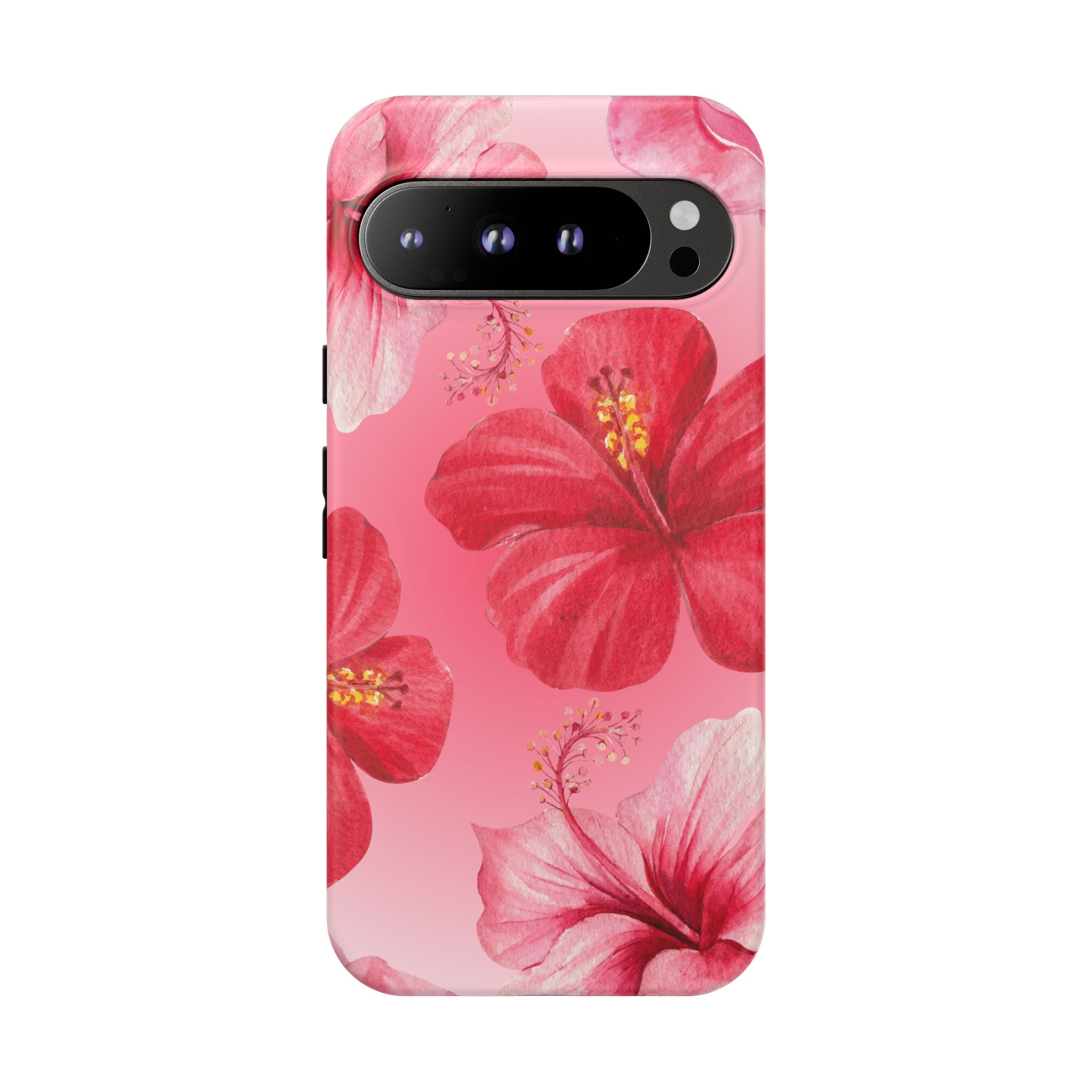 Hibiscus Pink Tough Phone Case — Floral Tropical Protective Cover