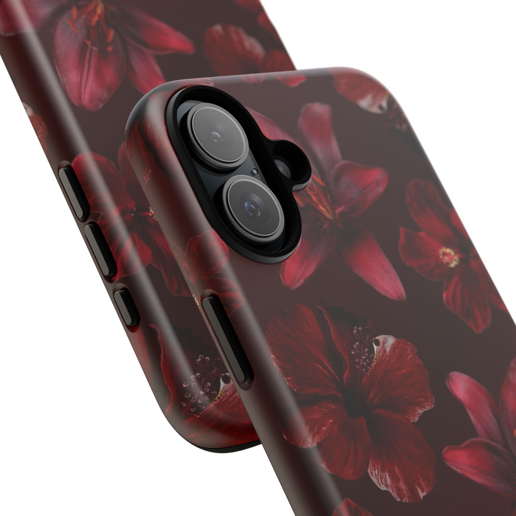 Tough Cases - Dark Red Floral Phone Case