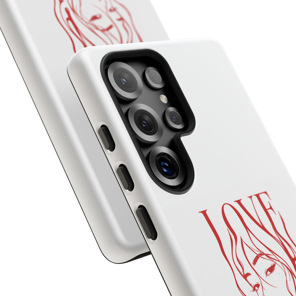 Red Line Art 'Love' Face Design - Tough Case