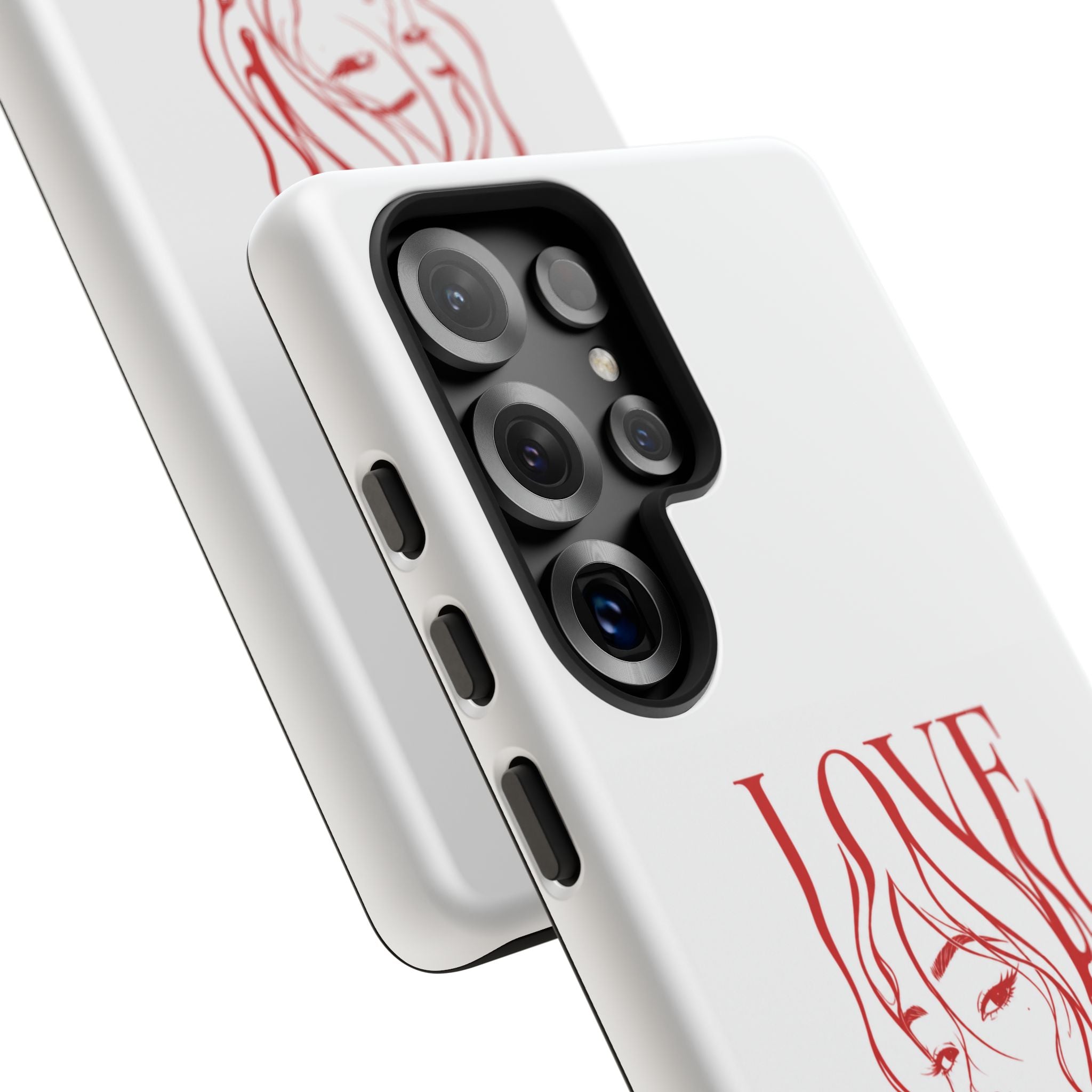 Red Line Art 'Love' Face Design - Tough Case